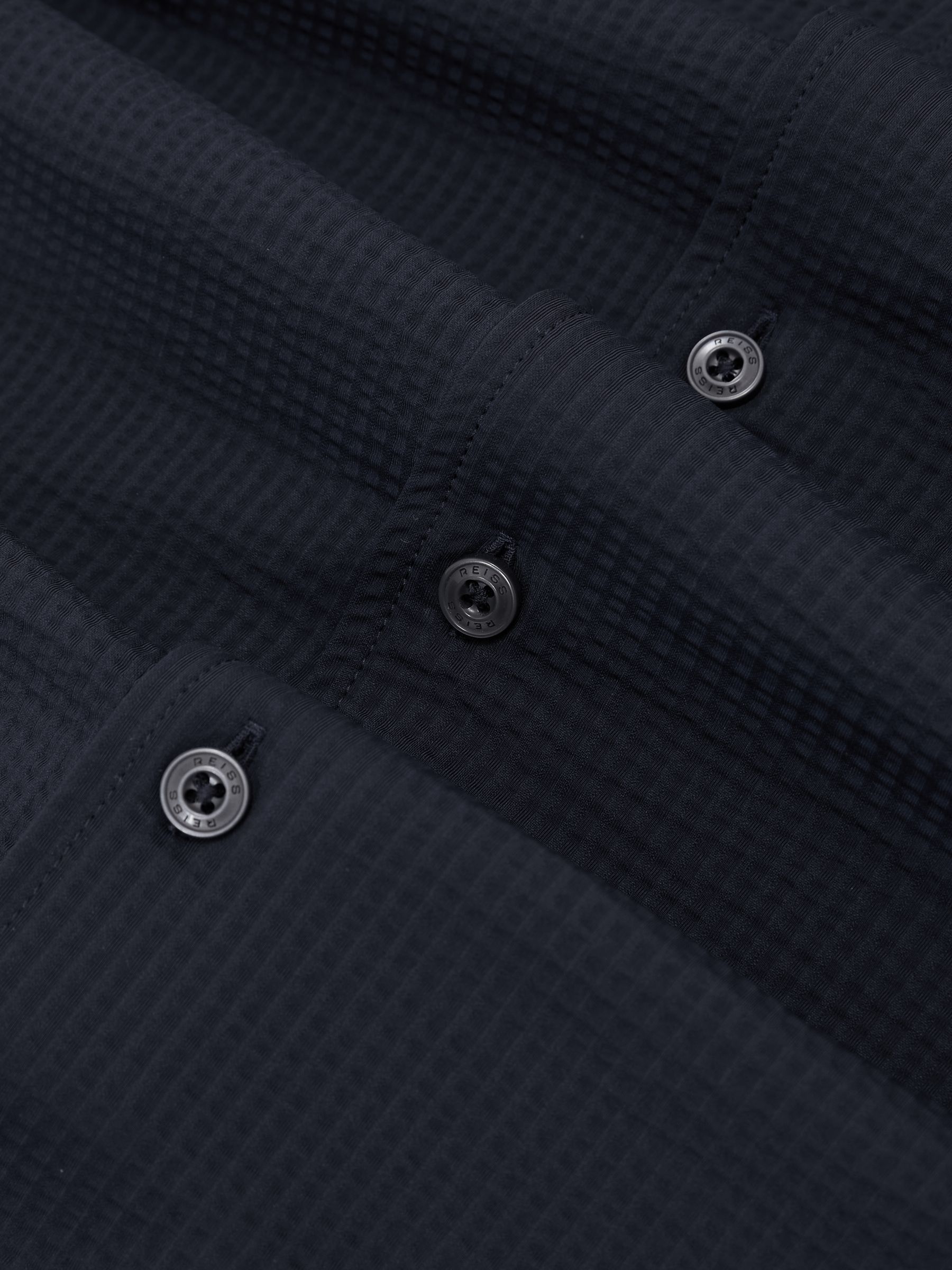Seersucker Cutaway-Collar Regular-Fit Shirt in Navy - Image 6 of 6
