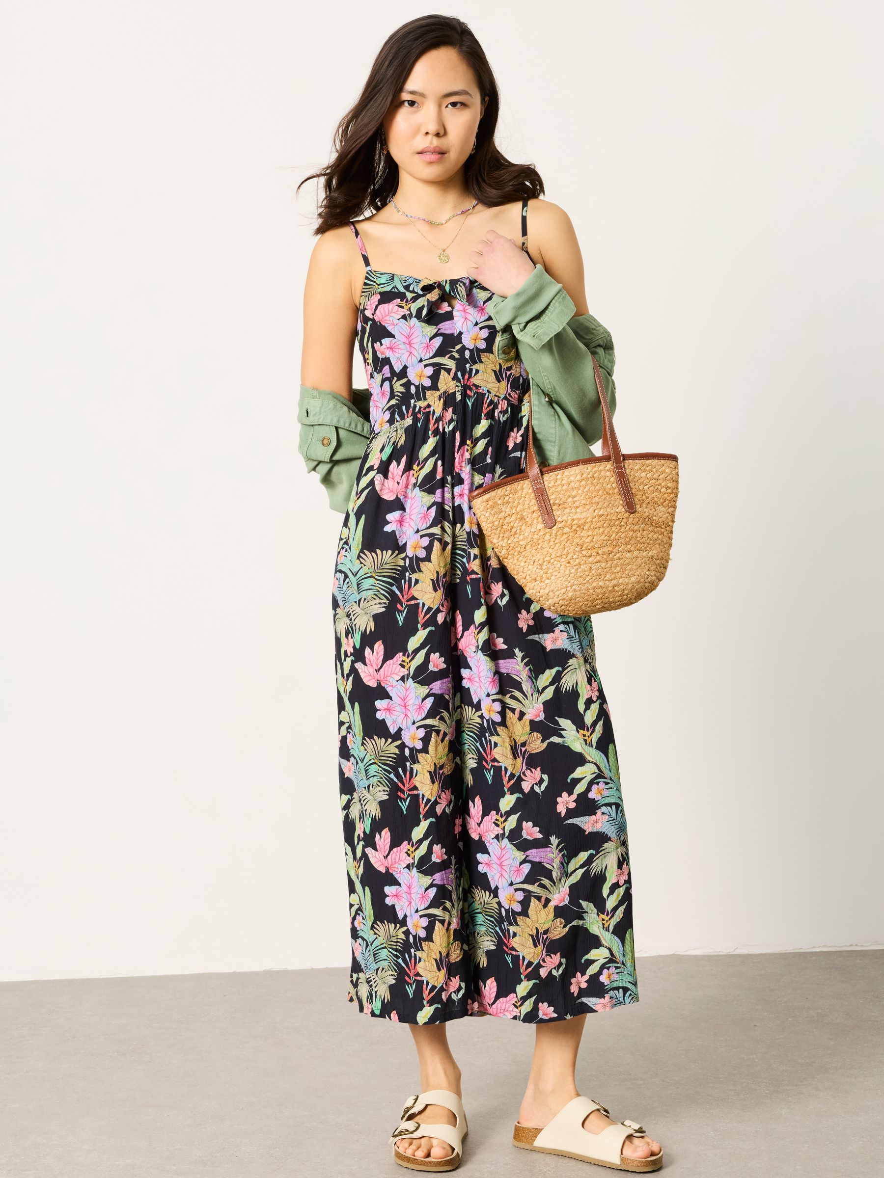 Salma Black Tropical Jumpsuit - Image 1 of 8