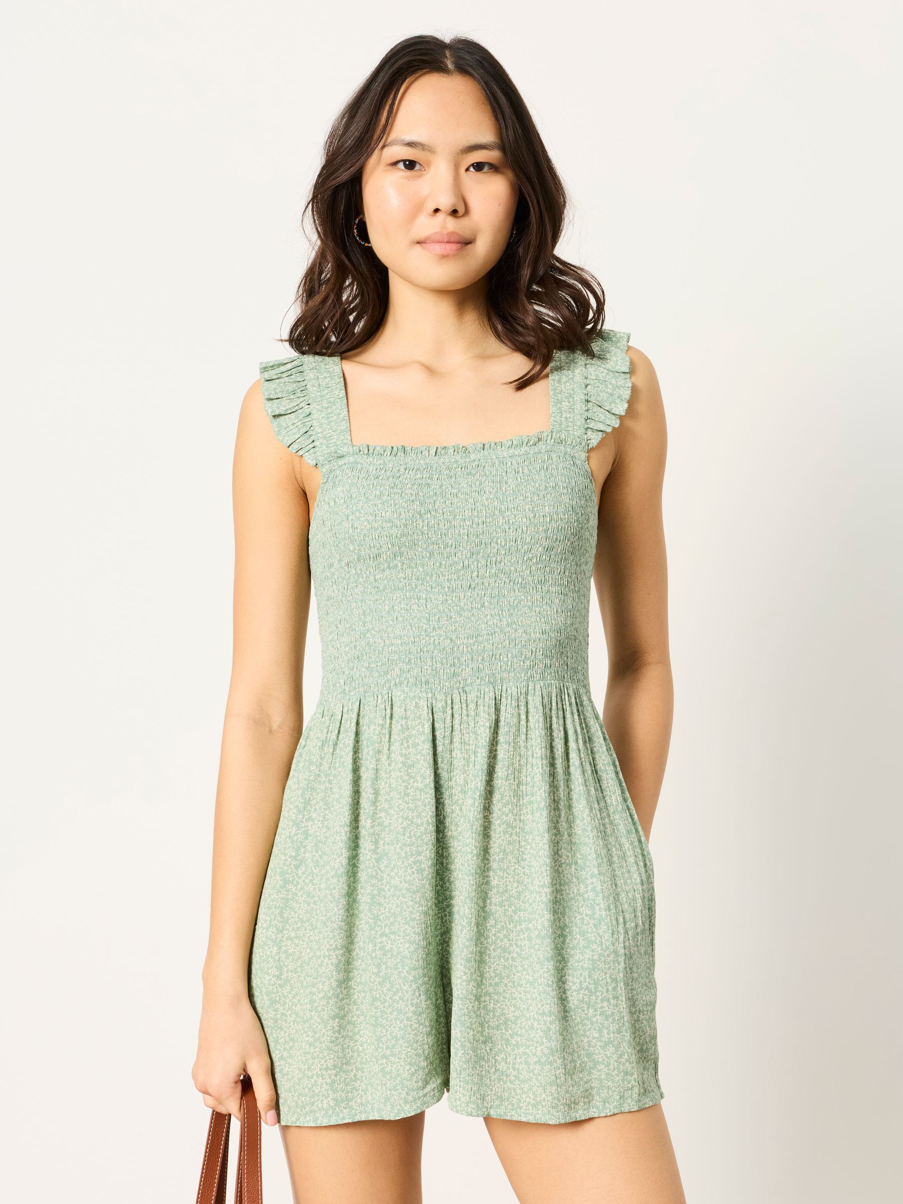 Green Coral Texture Petite Petite Cheska Playsuit - Image 1 of 6