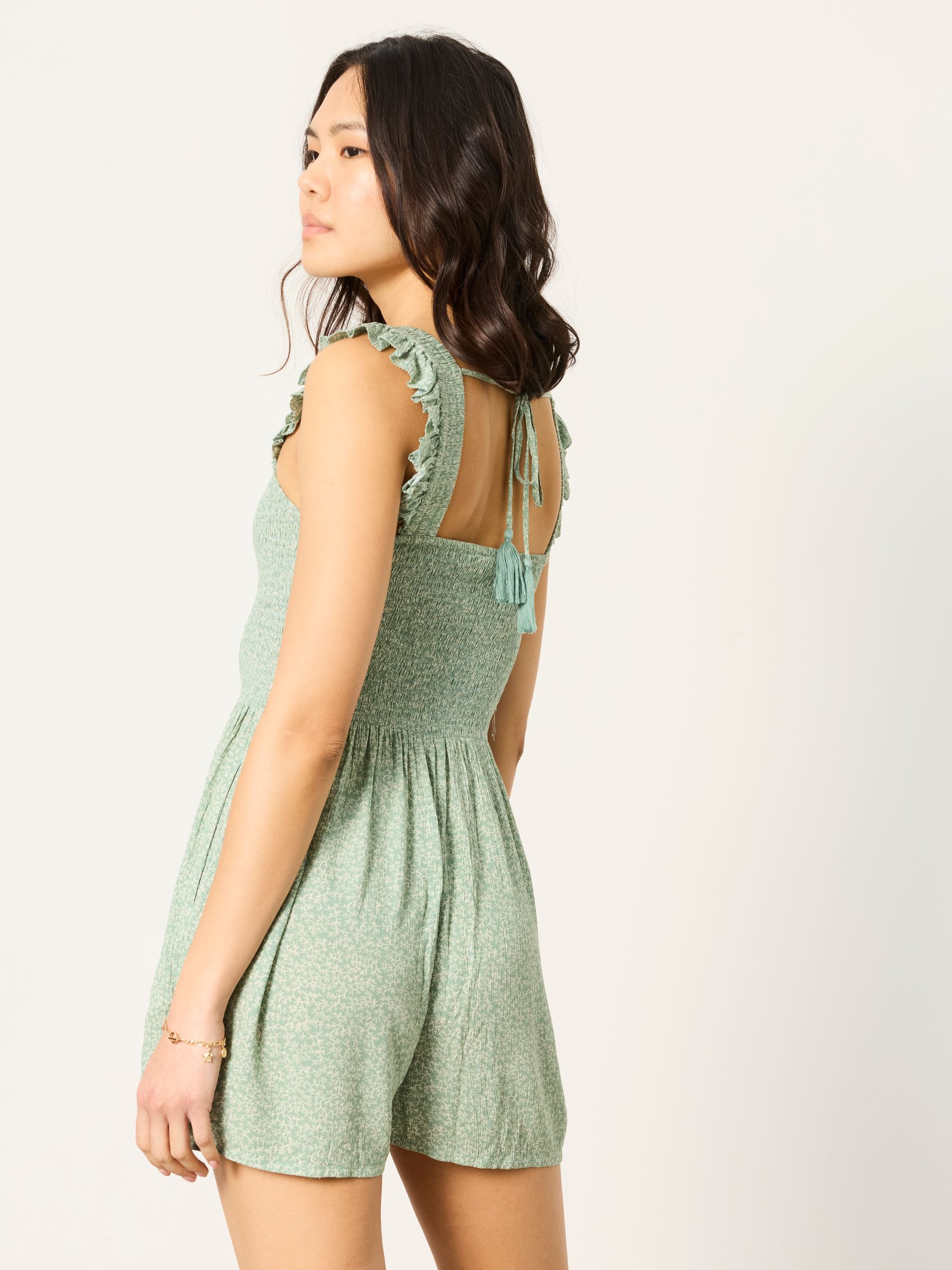 Green Coral Texture Petite Petite Cheska Playsuit - Image 2 of 6