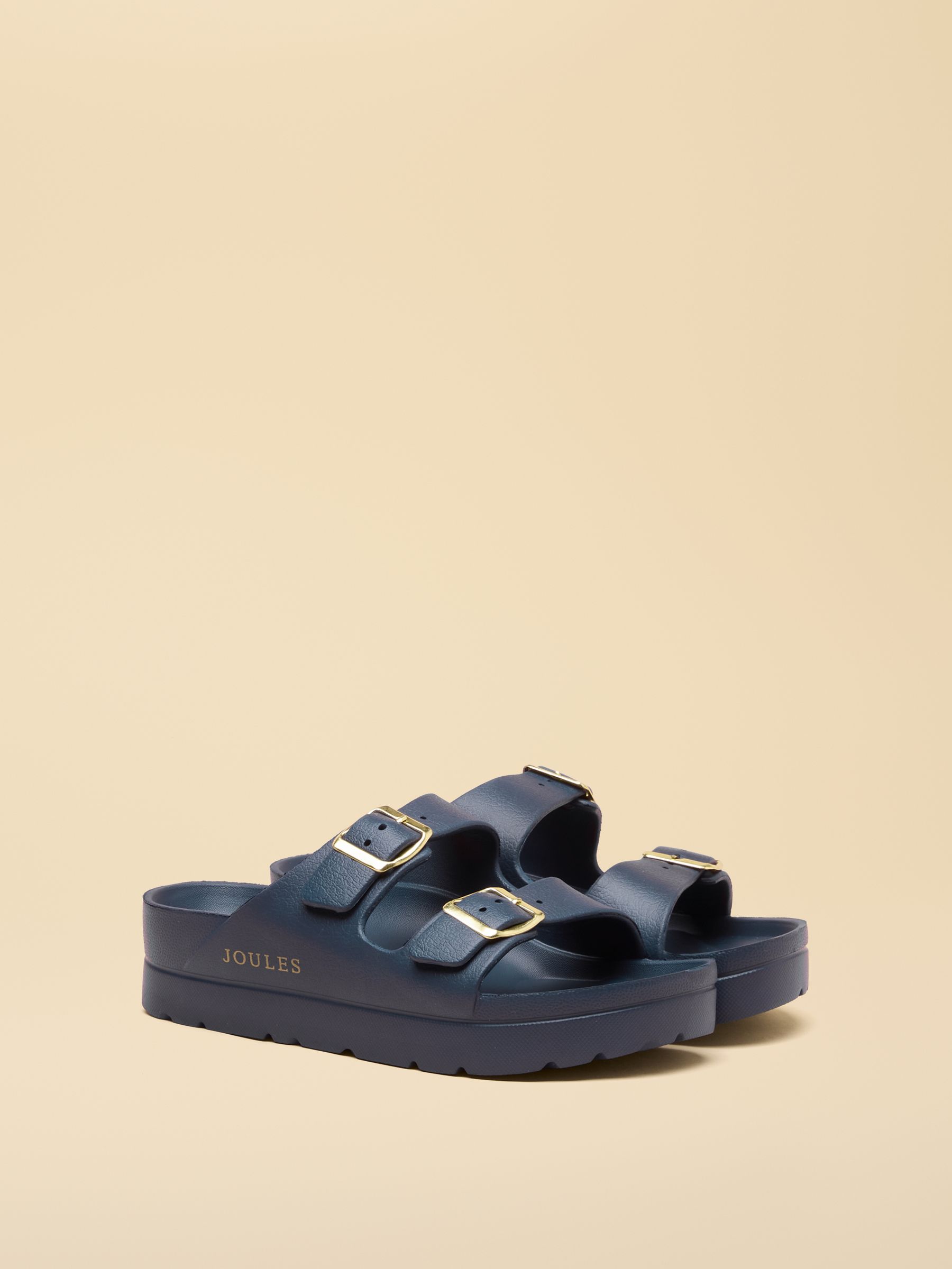 Navy Chunky Platform Sunseeker Double Buckle Sliders - Image 1 of 6
