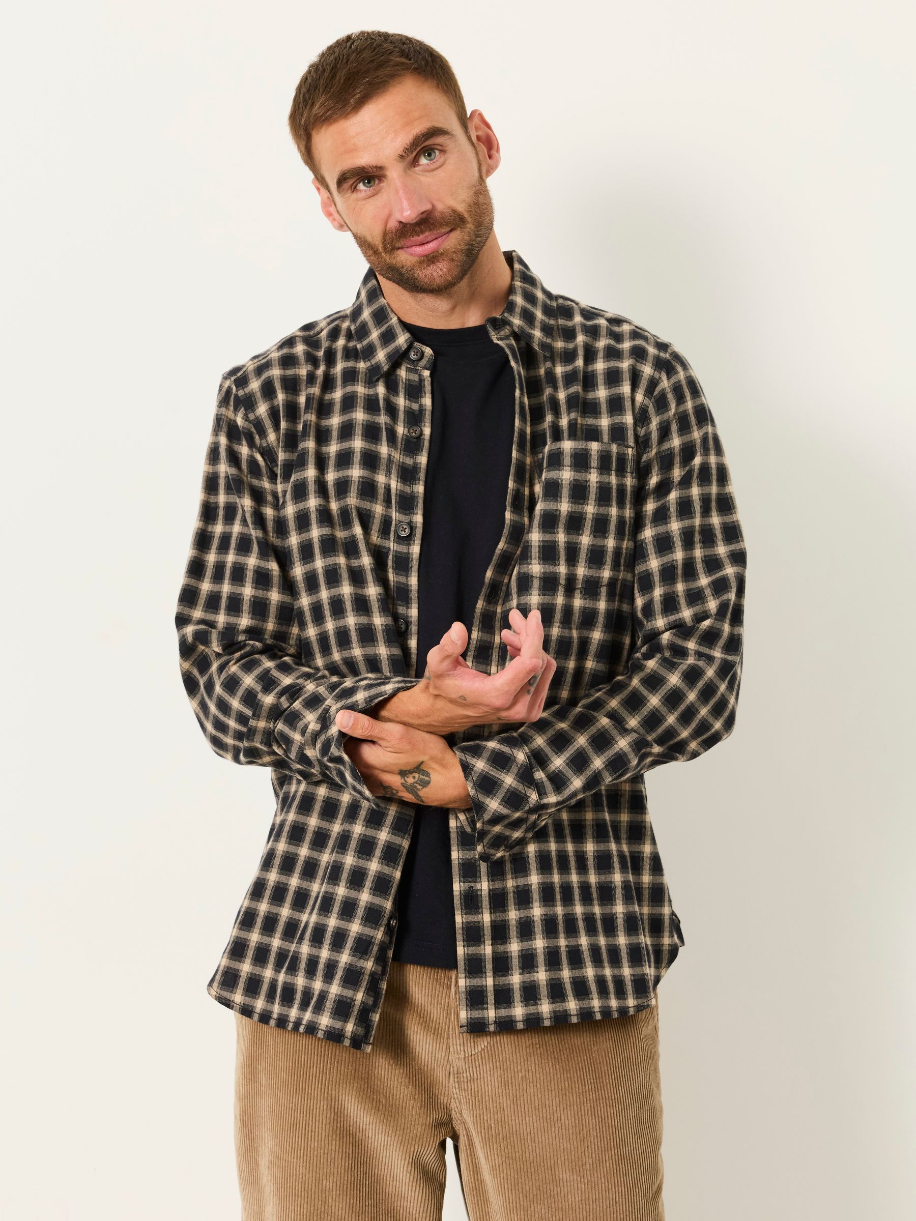 Madron Black Long Sleeve Check Shirt - Image 1 of 6 Madron Black Long Sleeve Check Shirt - Image 1 of 6