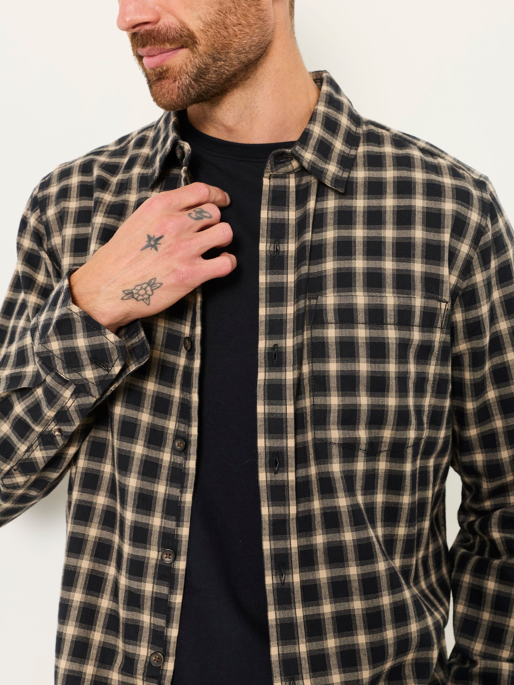 Madron Black Long Sleeve Check Shirt - Image 3 of 6