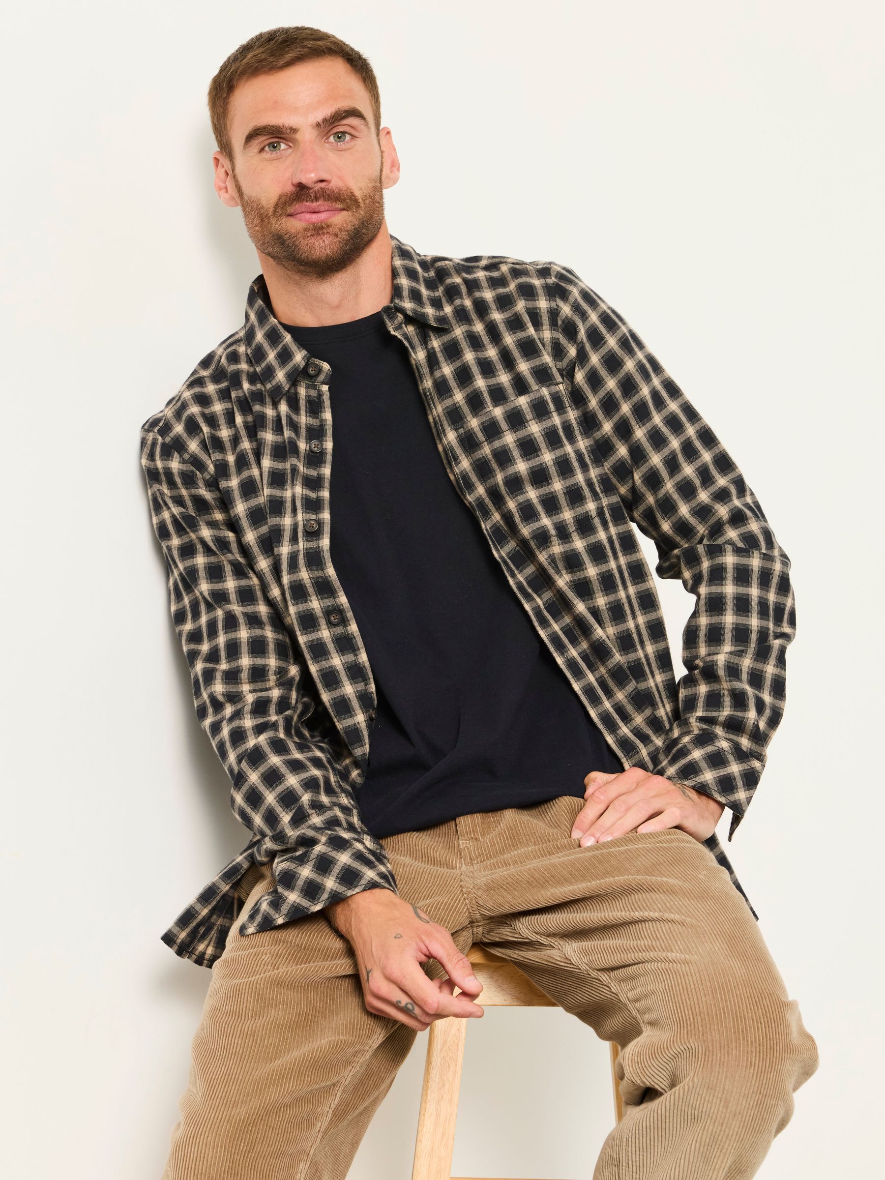 Madron Black Long Sleeve Check Shirt - Image 5 of 6