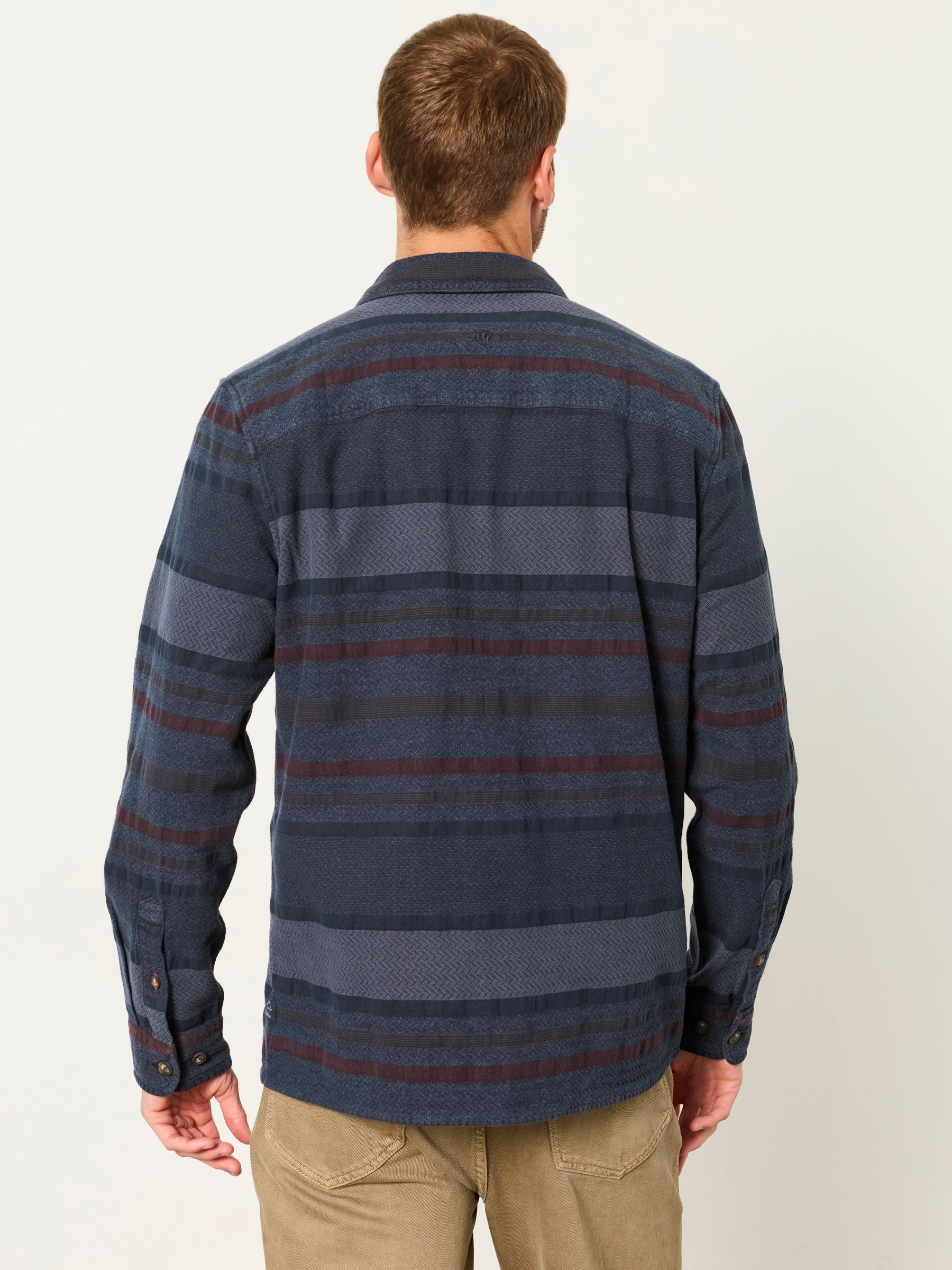 Grey Long Sleeve Wye Horizontal Stripe Shirt - Image 2 of 6 Grey Long Sleeve Wye Horizontal Stripe Shirt - Image 2 of 6