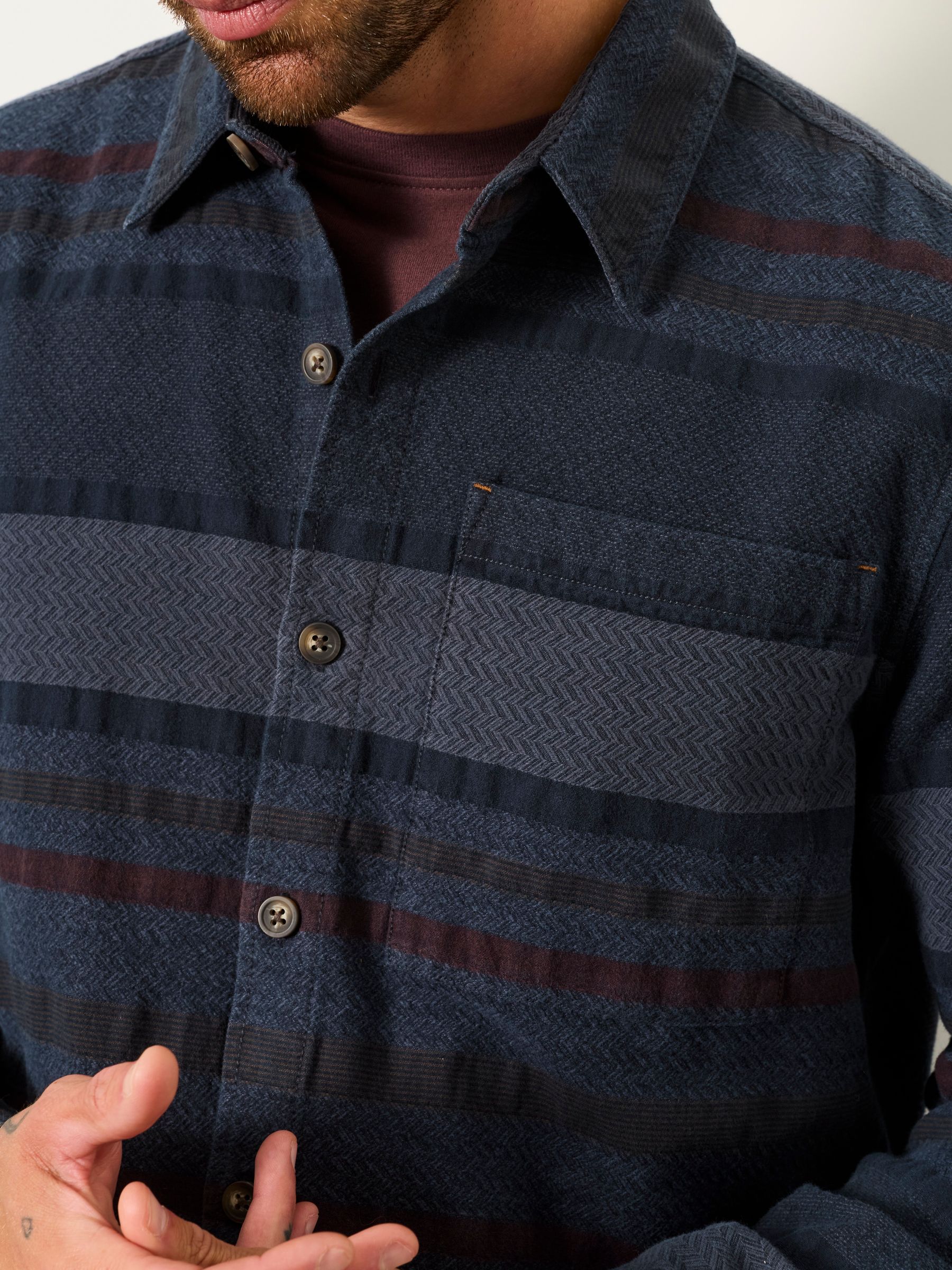 Grey Long Sleeve Wye Horizontal Stripe Shirt - Image 3 of 6