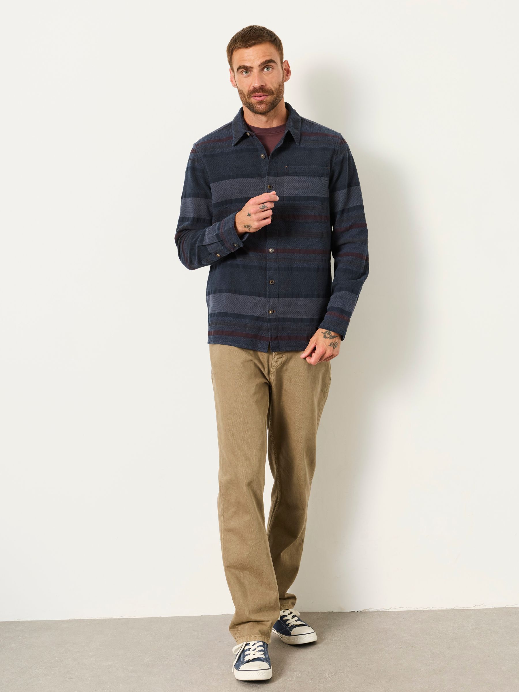 Grey Long Sleeve Wye Horizontal Stripe Shirt - Image 4 of 6