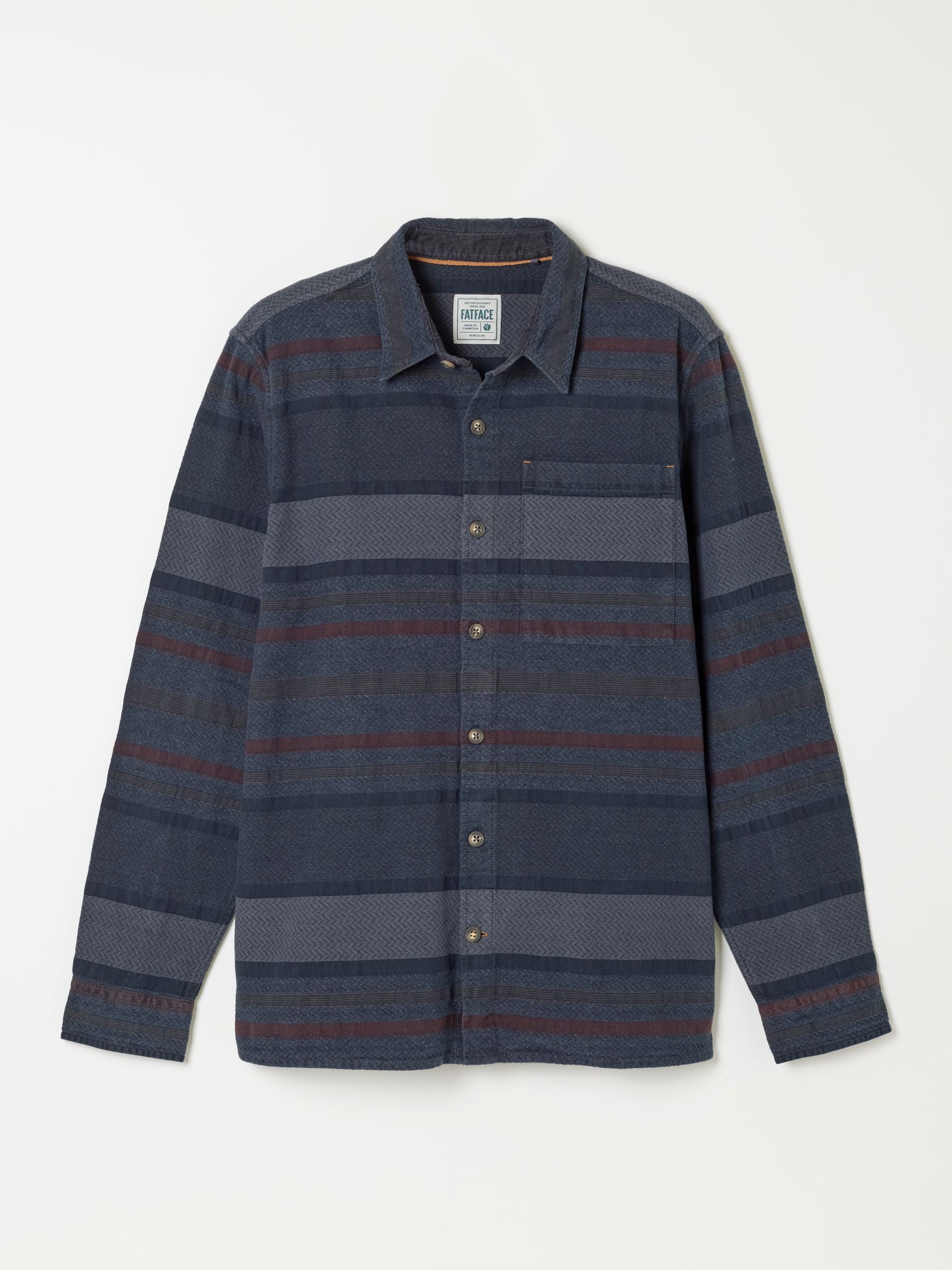 Grey Long Sleeve Wye Horizontal Stripe Shirt - Image 6 of 6 Grey Long Sleeve Wye Horizontal Stripe Shirt - Image 6 of 6