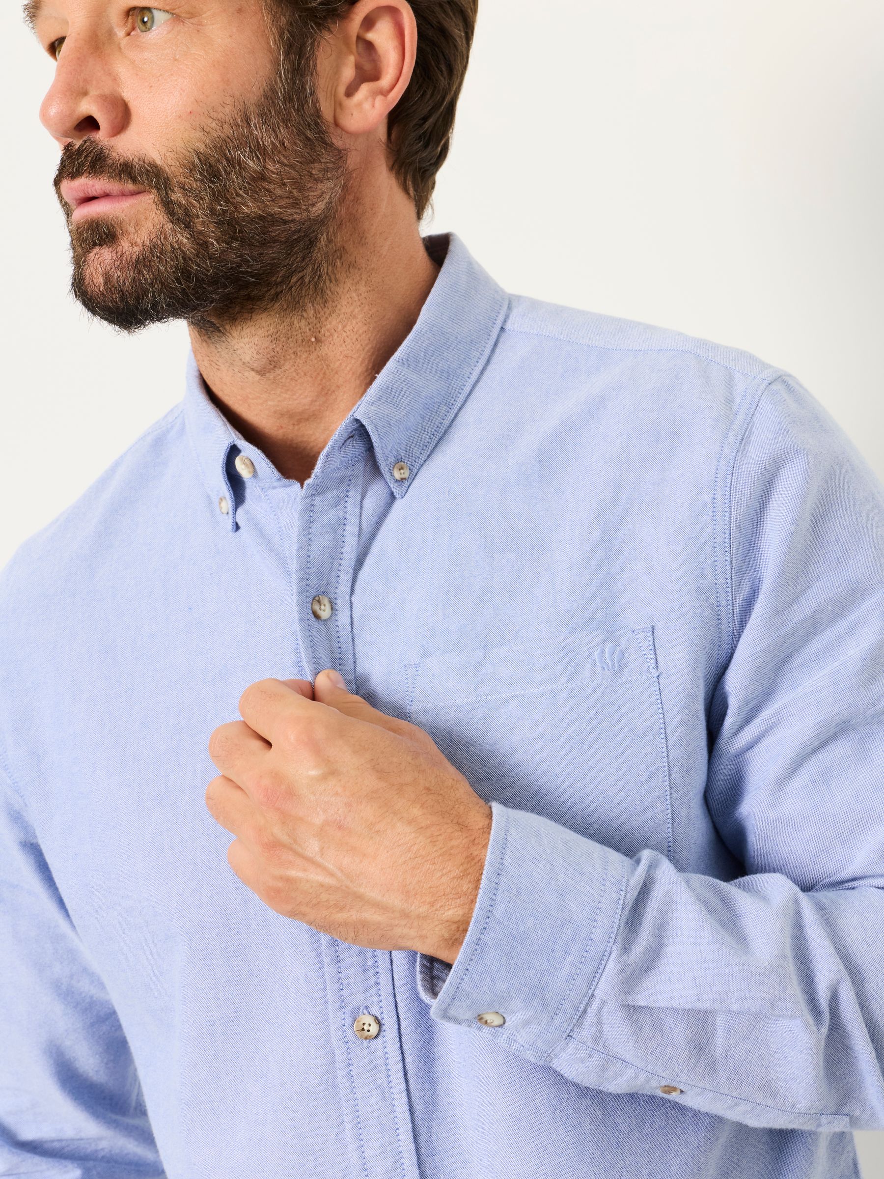 Haddon Blue Long Sleeve Brushed Oxford Shirt - Image 3 of 6