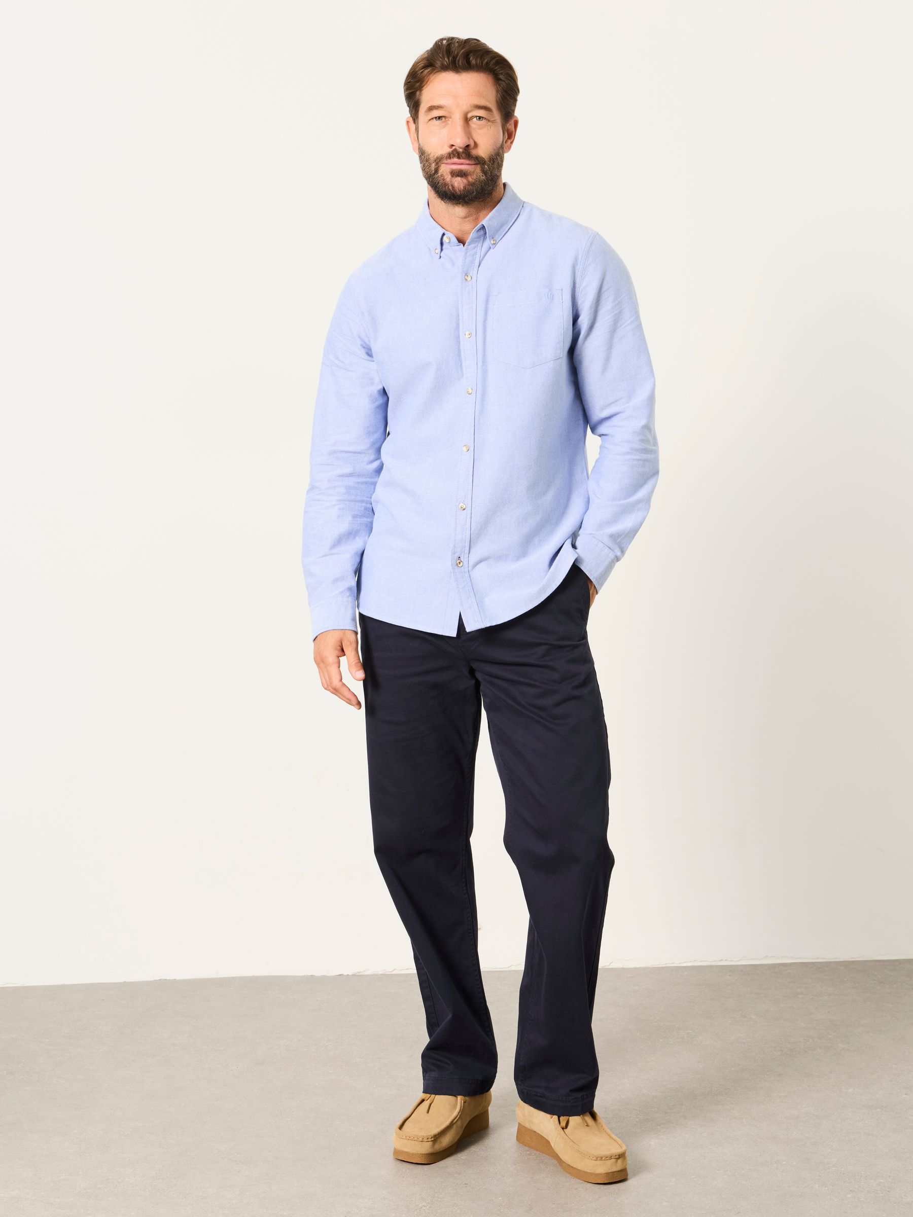 Haddon Blue Long Sleeve Brushed Oxford Shirt - Image 4 of 6
