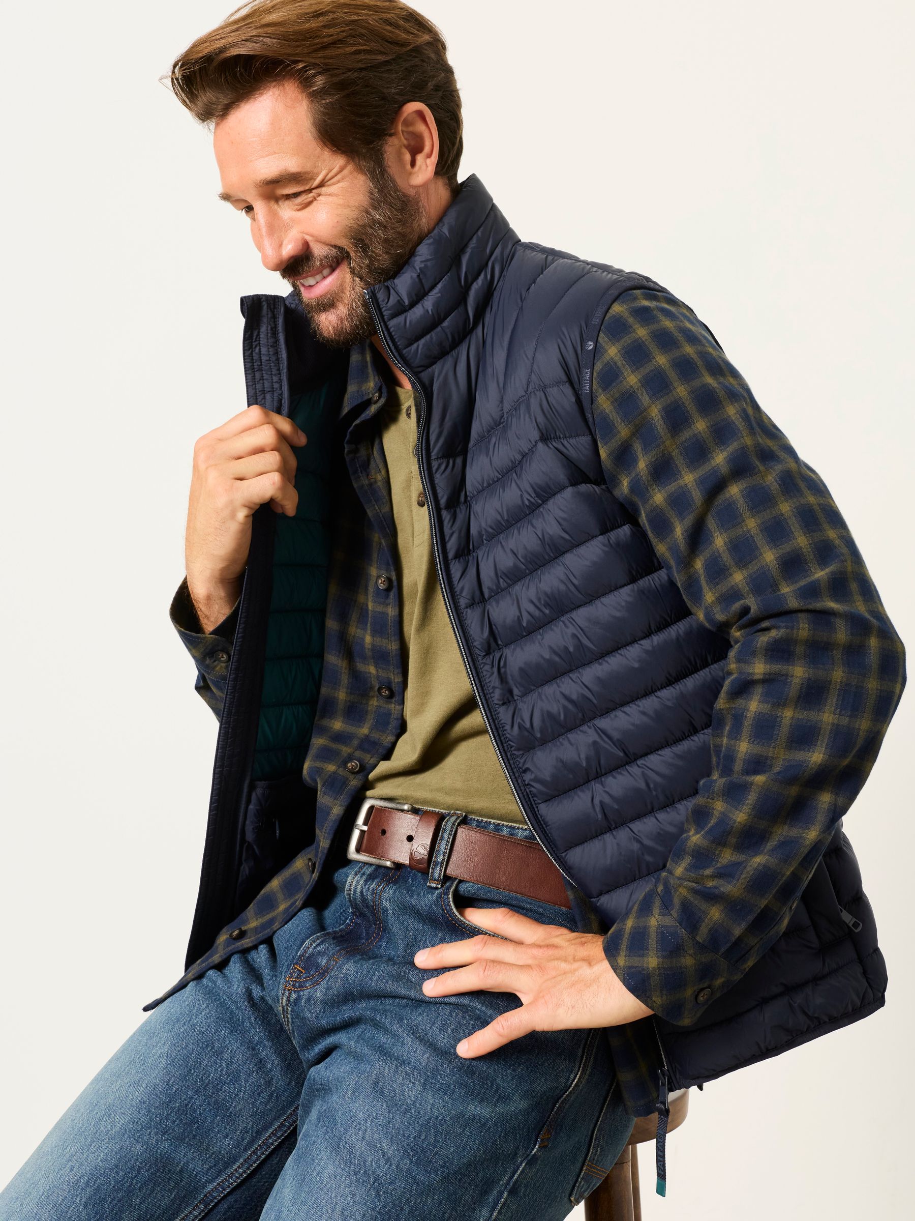 Madron Navy Long Sleeve Check Shirt - Image 3 of 6
