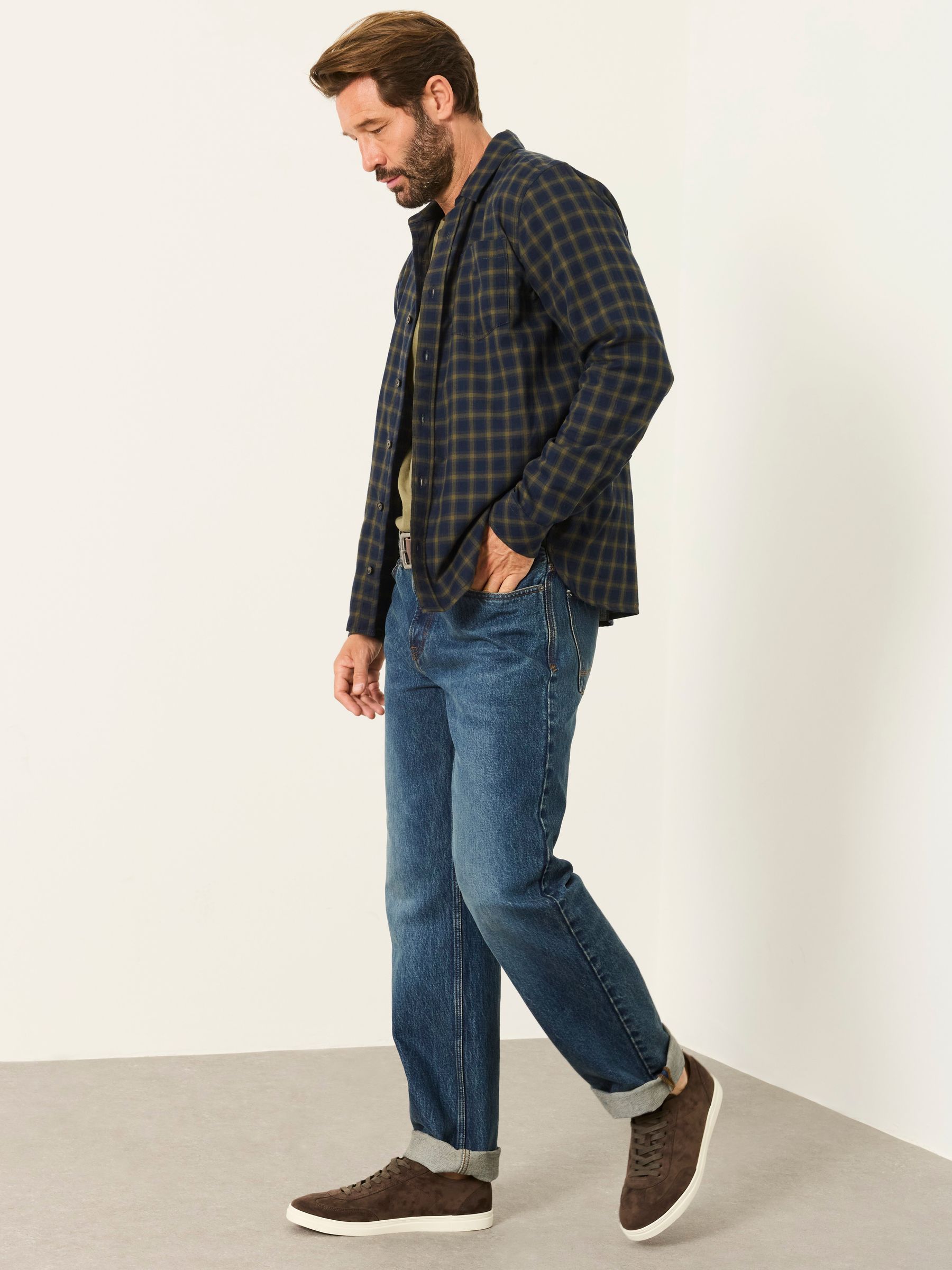Madron Navy Long Sleeve Check Shirt - Image 4 of 6