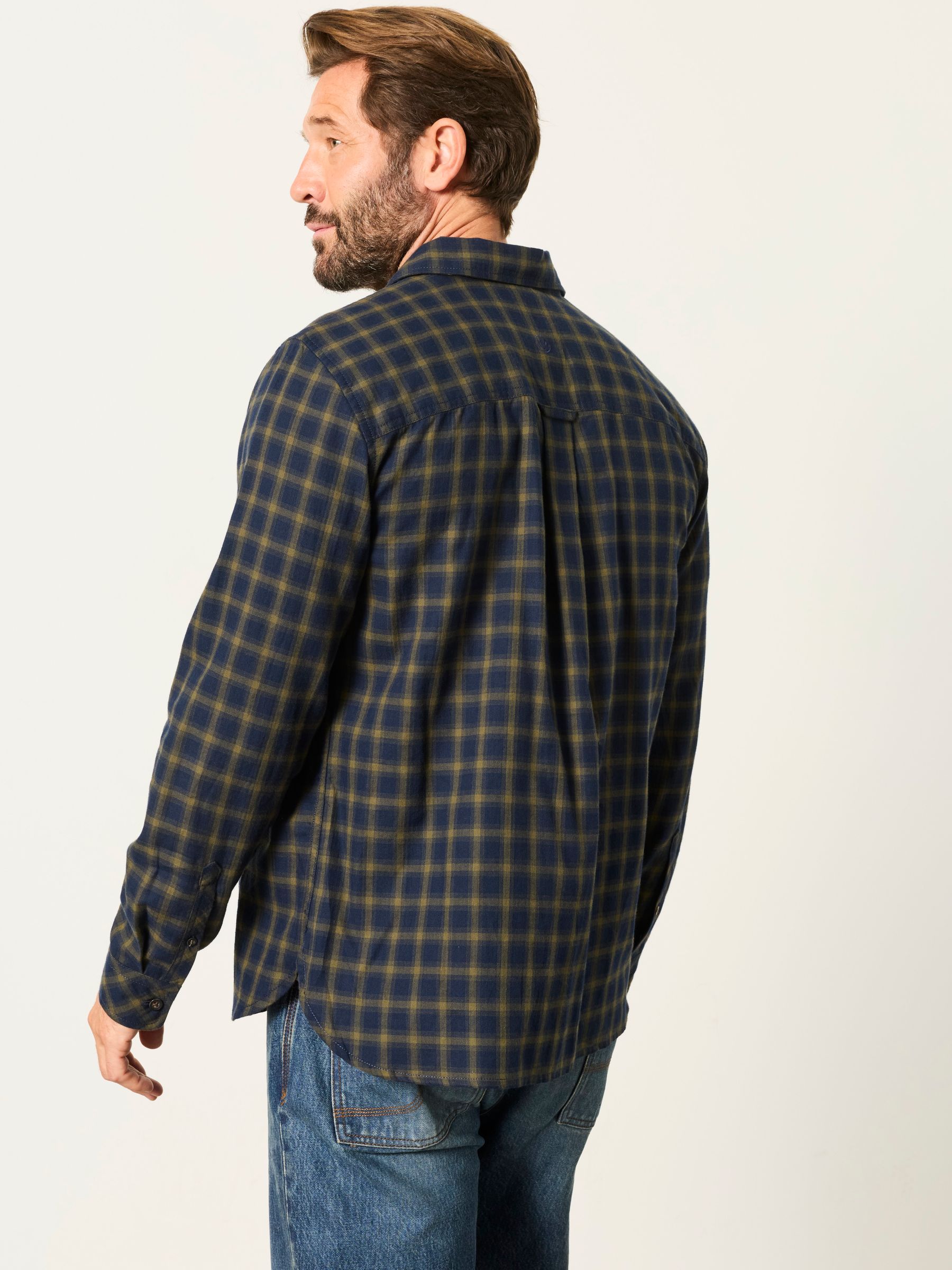 Madron Navy Long Sleeve Check Shirt - Image 5 of 6