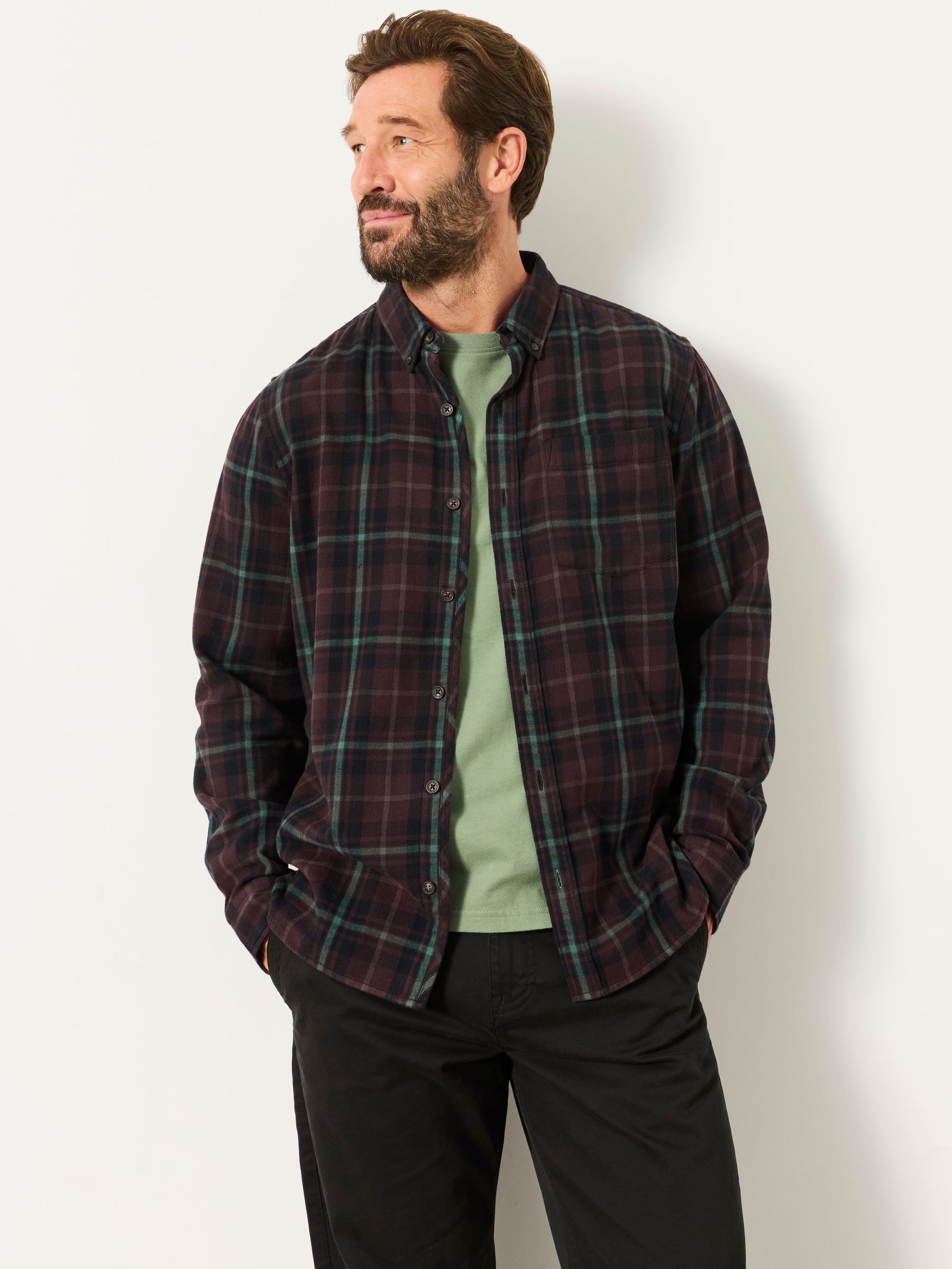 Pagham Dark Purple Long Sleeve Check Shirt - Image 1 of 6