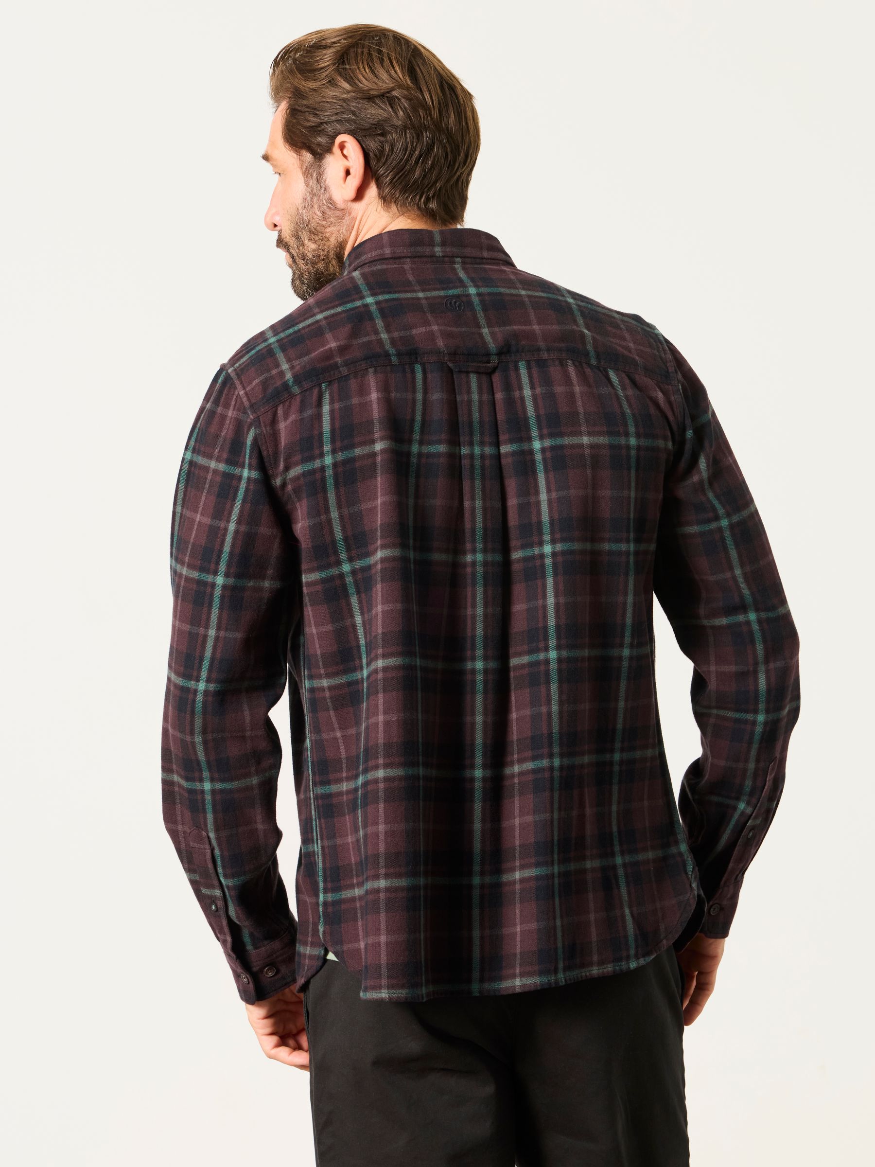 Pagham Dark Purple Long Sleeve Check Shirt - Image 2 of 6