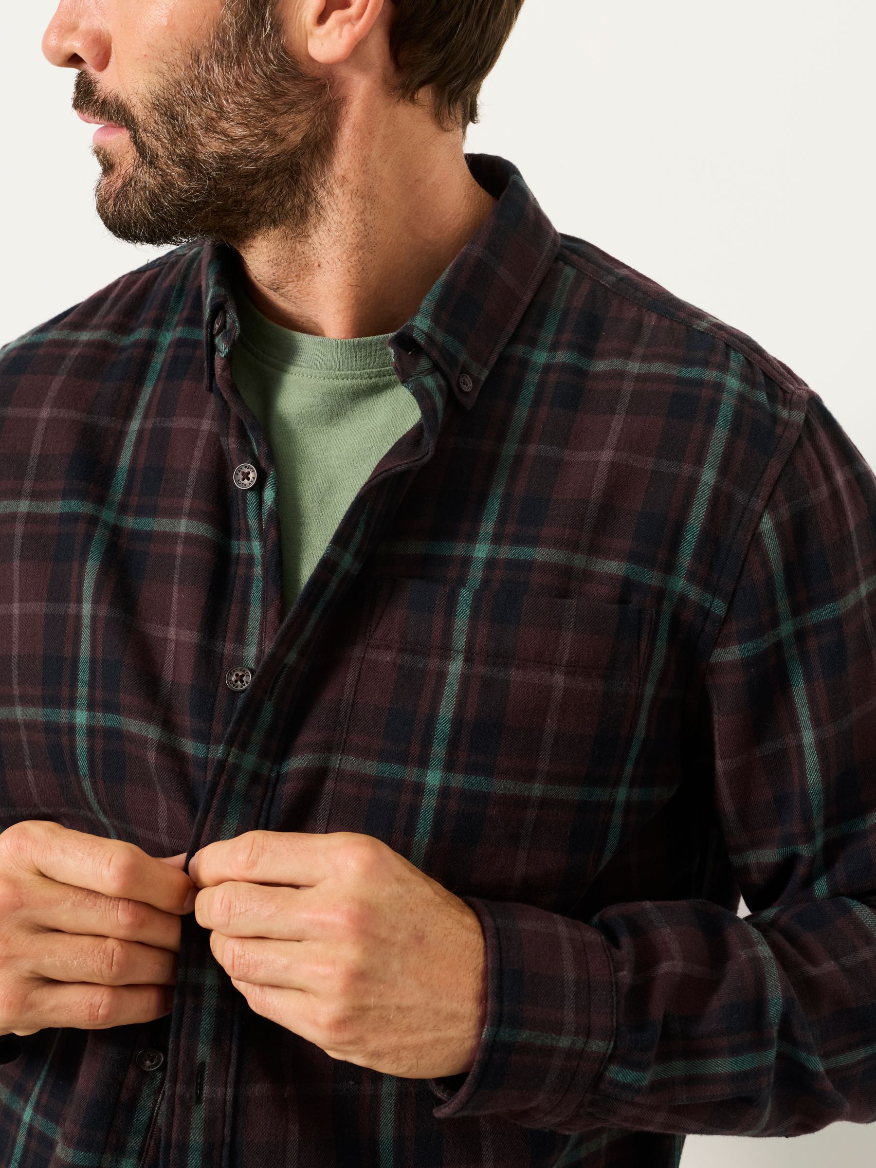 Pagham Dark Purple Long Sleeve Check Shirt - Image 3 of 6
