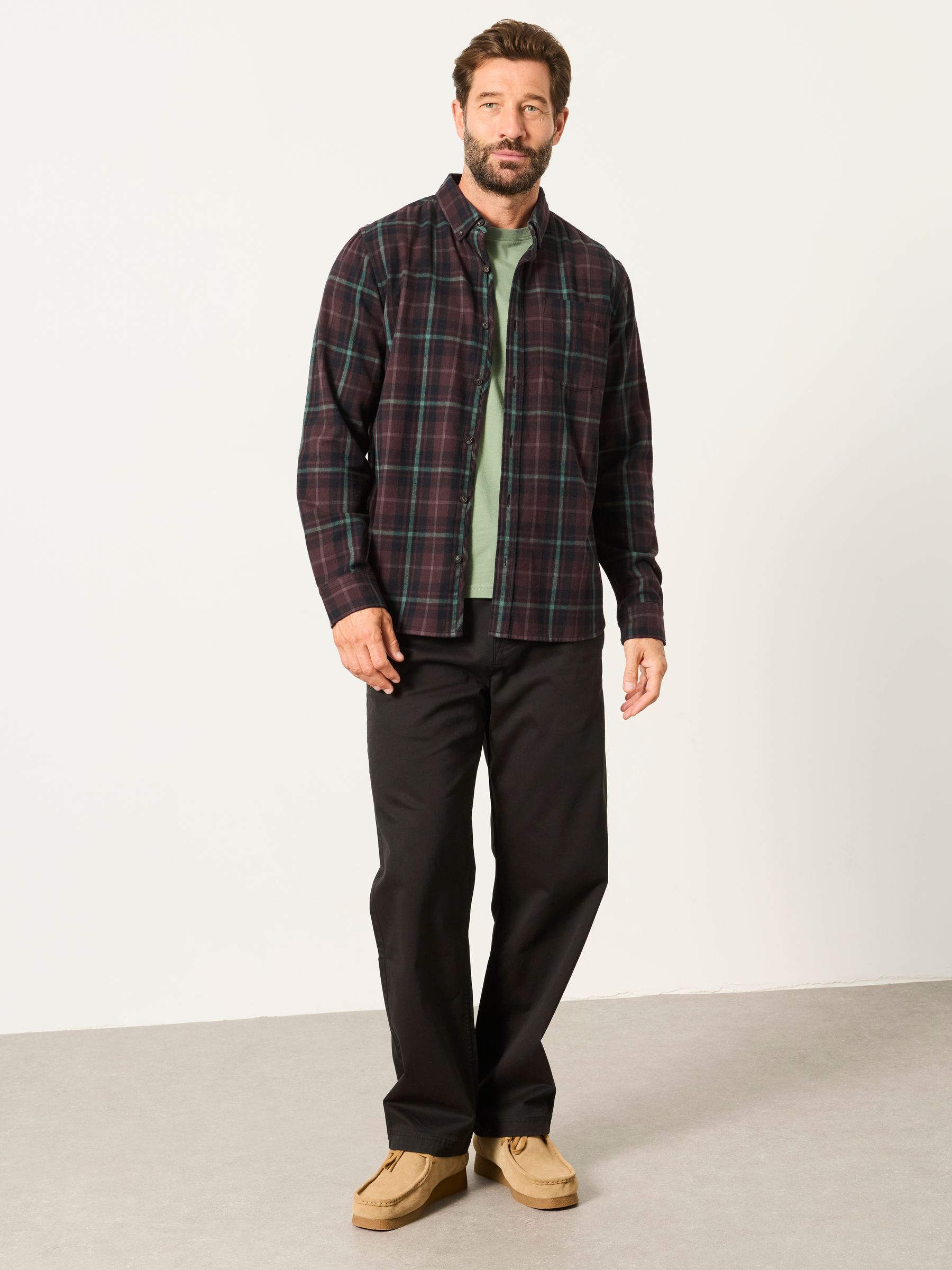 Pagham Dark Purple Long Sleeve Check Shirt - Image 4 of 6