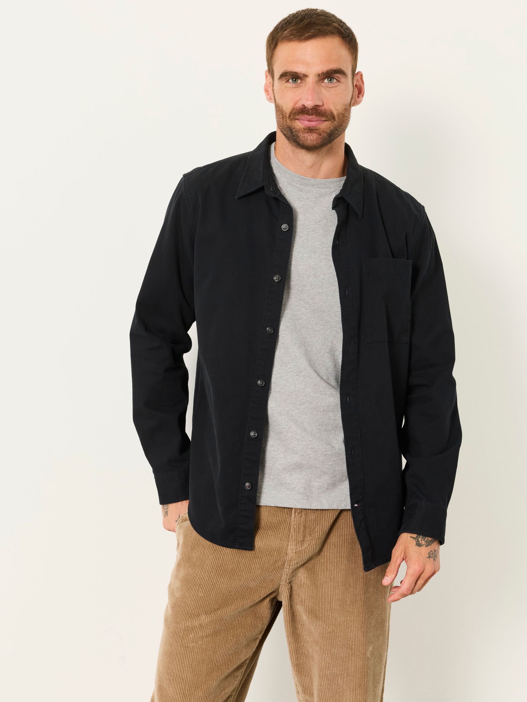 Washed Black Long Sleeve Cord Shirt - Image 3 of 6