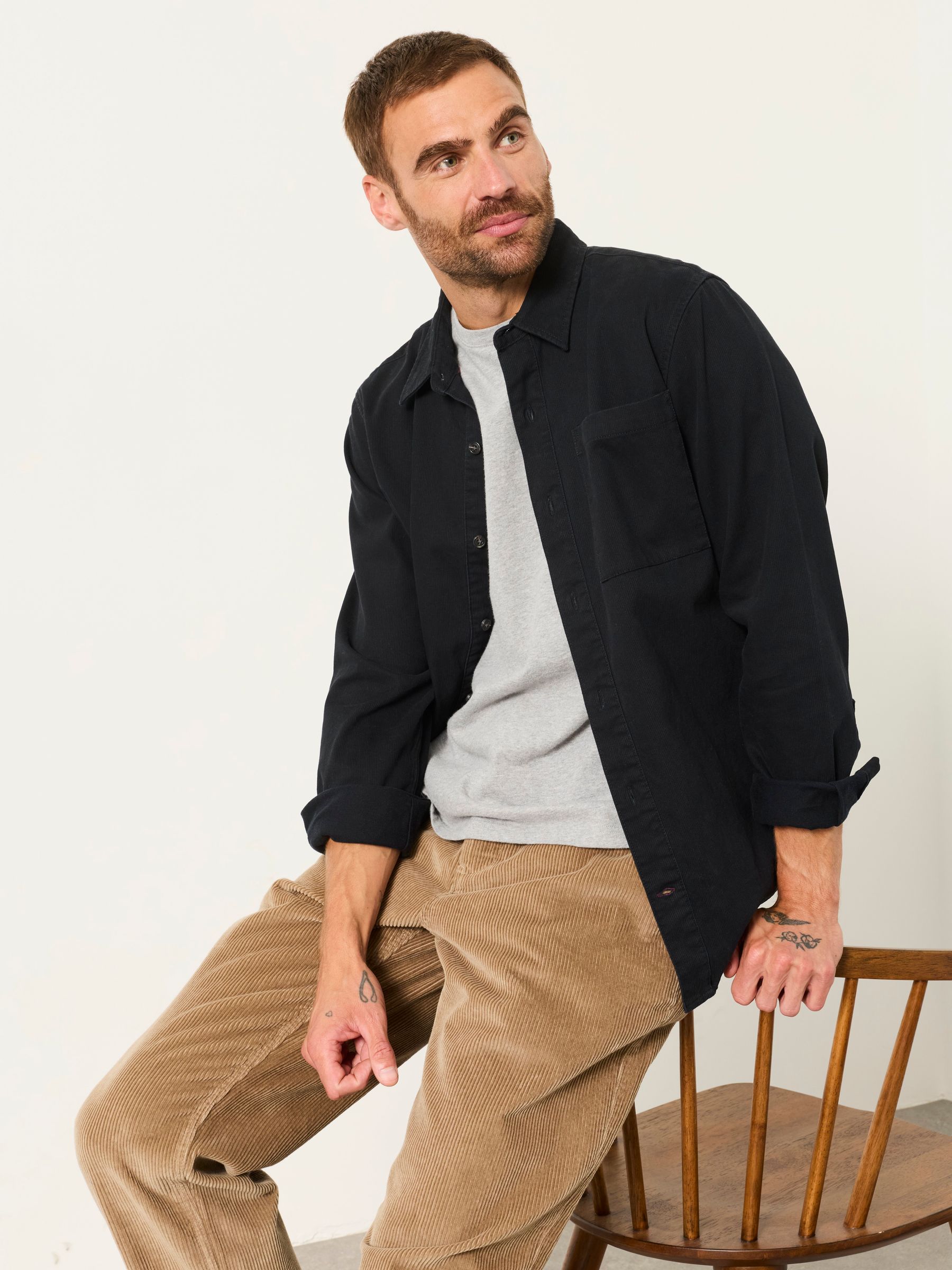 Washed Black Long Sleeve Cord Shirt - Image 5 of 6