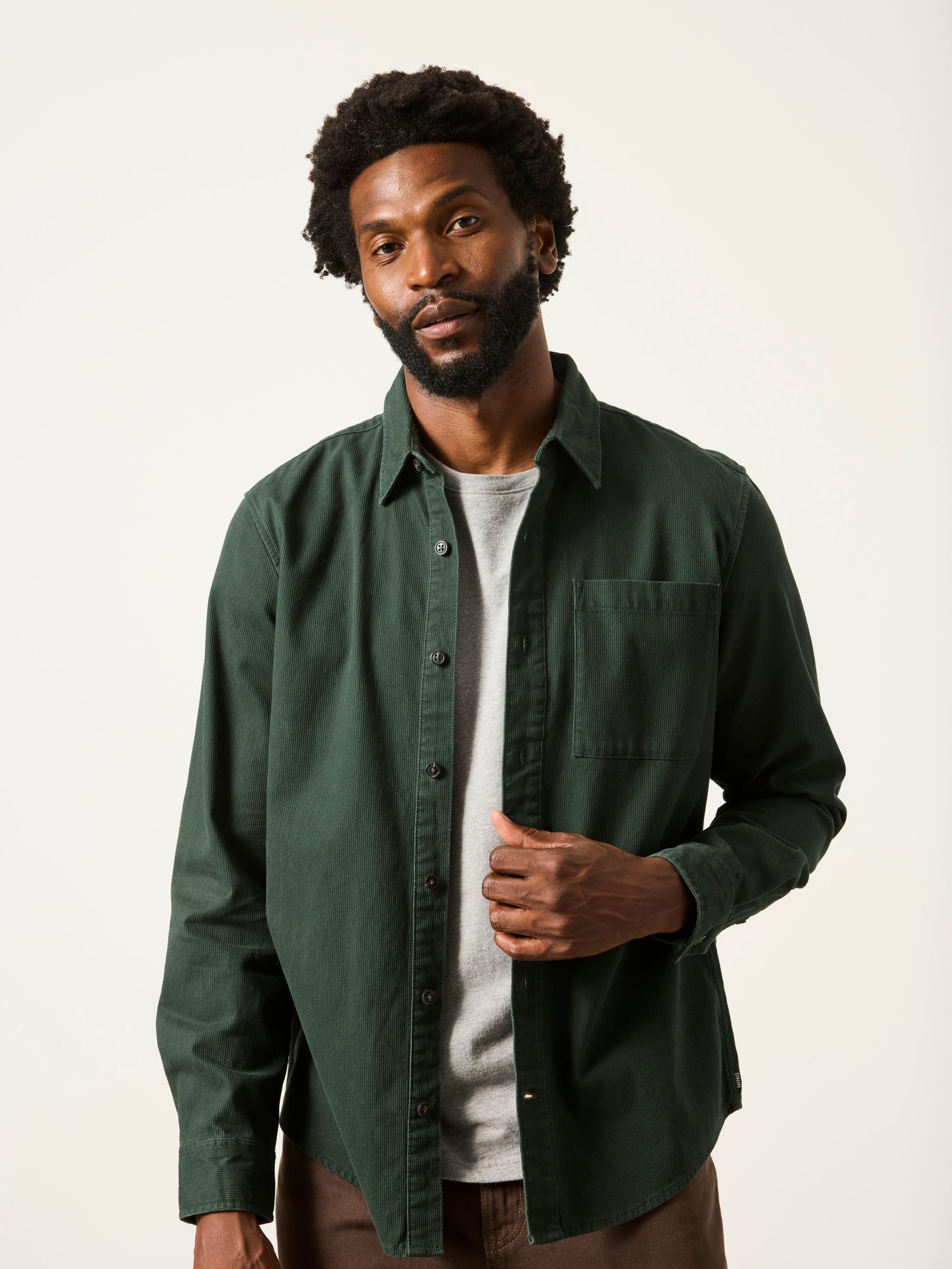 Dark Green Long Sleeve Cord Shirt - Image 1 of 5 Dark Green Long Sleeve Cord Shirt - Image 1 of 5