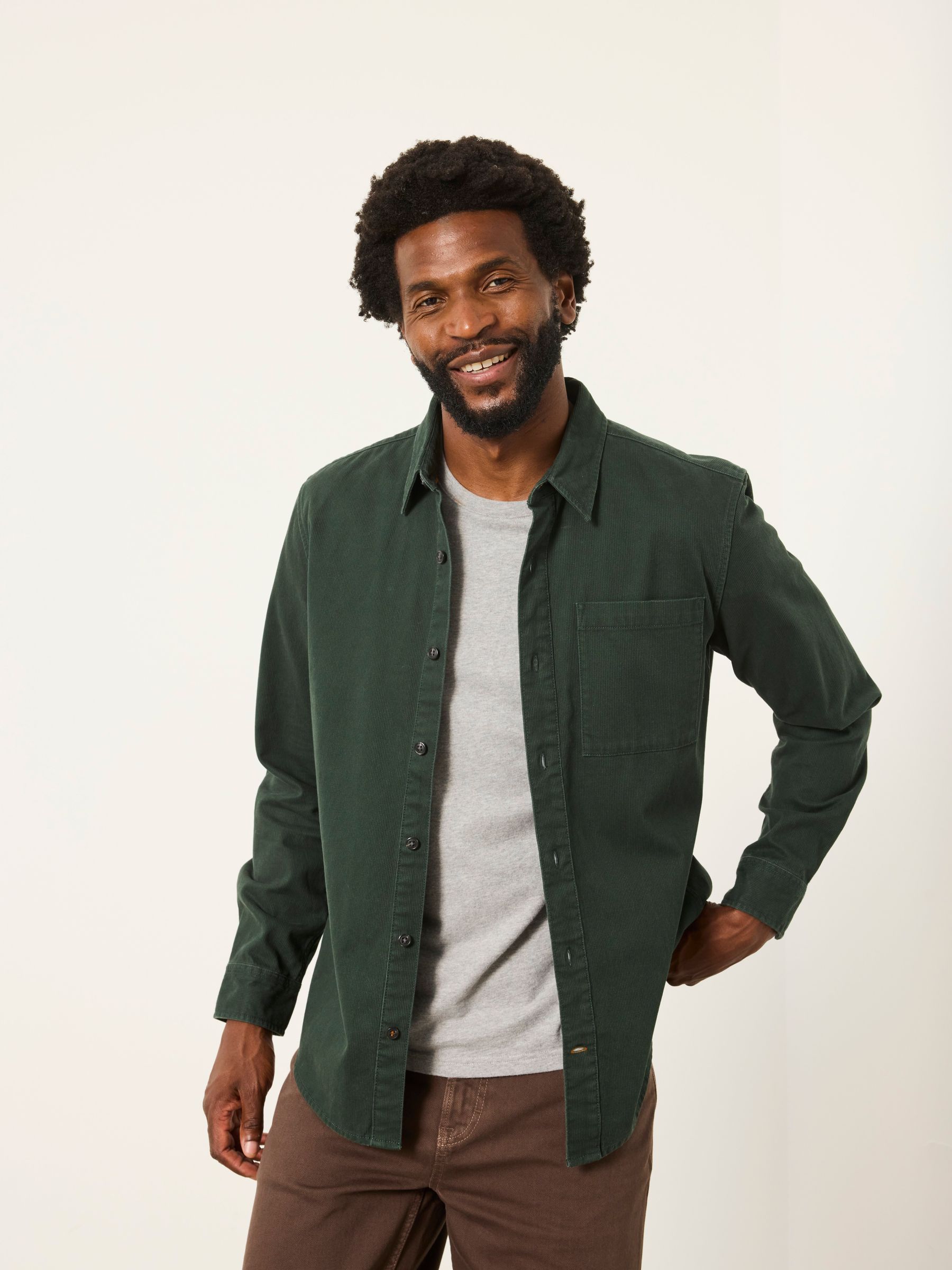 Dark Green Long Sleeve Cord Shirt - Image 3 of 5