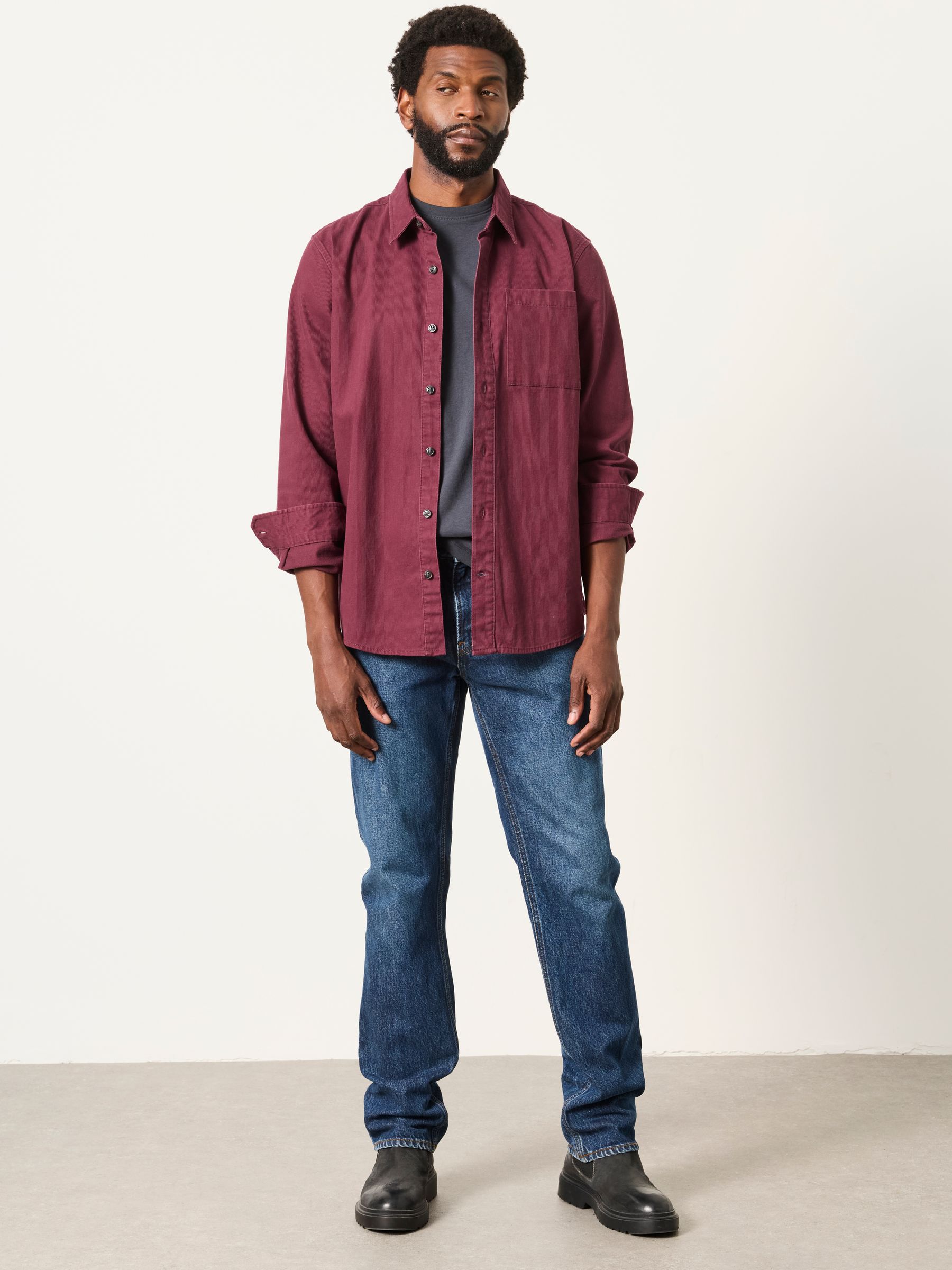 Burgundy Red Long Sleeve Cord Shirt - Image 3 of 6