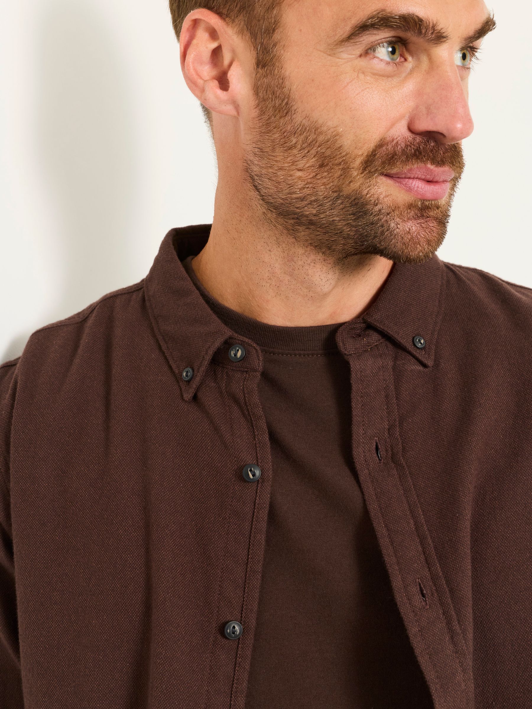 Tadwick Brown Long Sleeve Brushed Shirt - Image 3 of 6