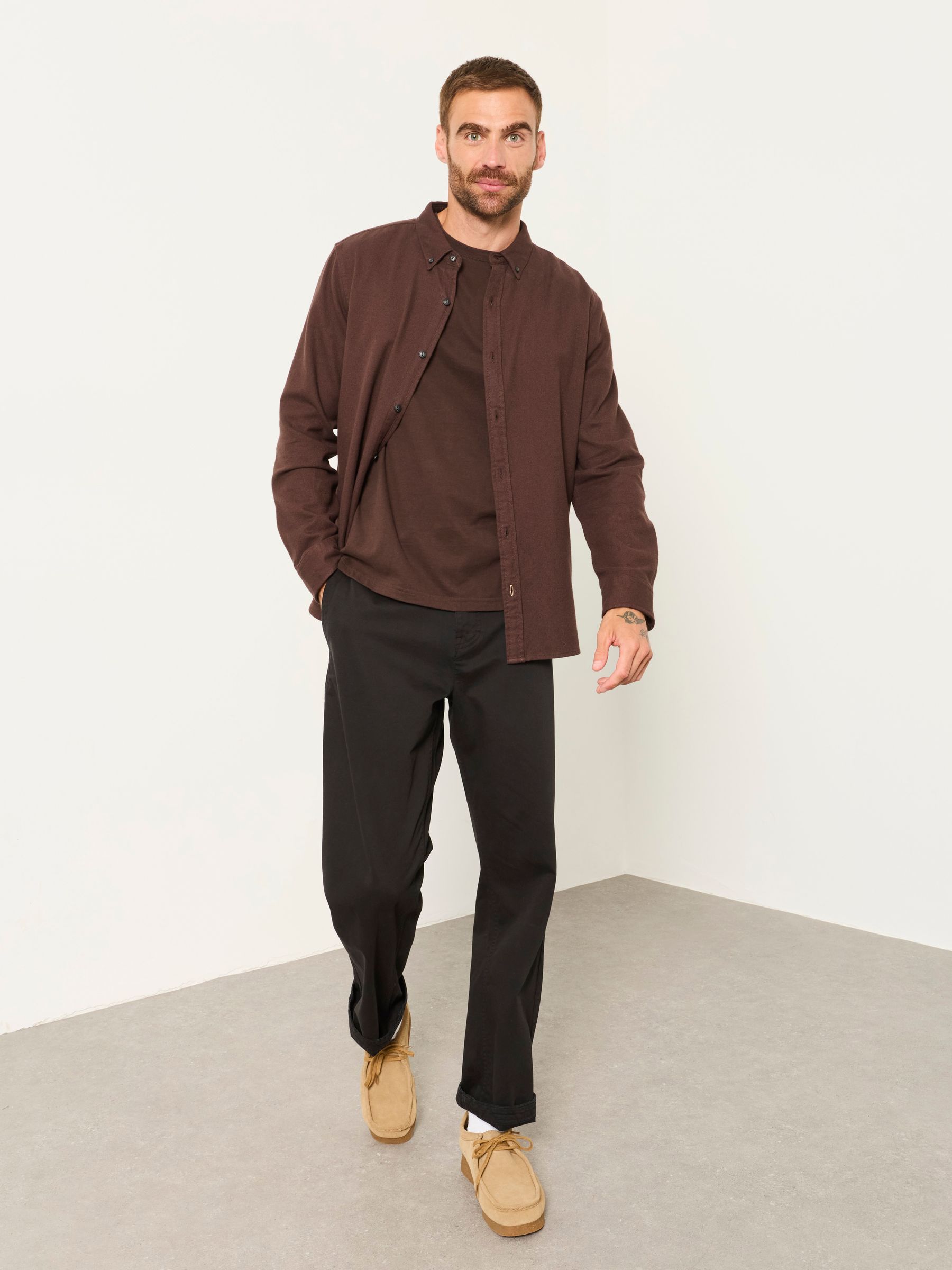 Tadwick Brown Long Sleeve Brushed Shirt - Image 4 of 6