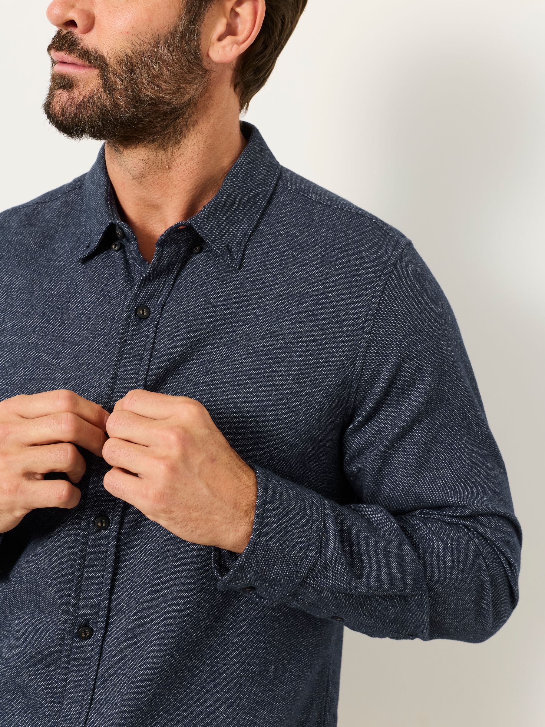 Tadwick Navy Long Sleeve Brushed Shirt - Image 3 of 6