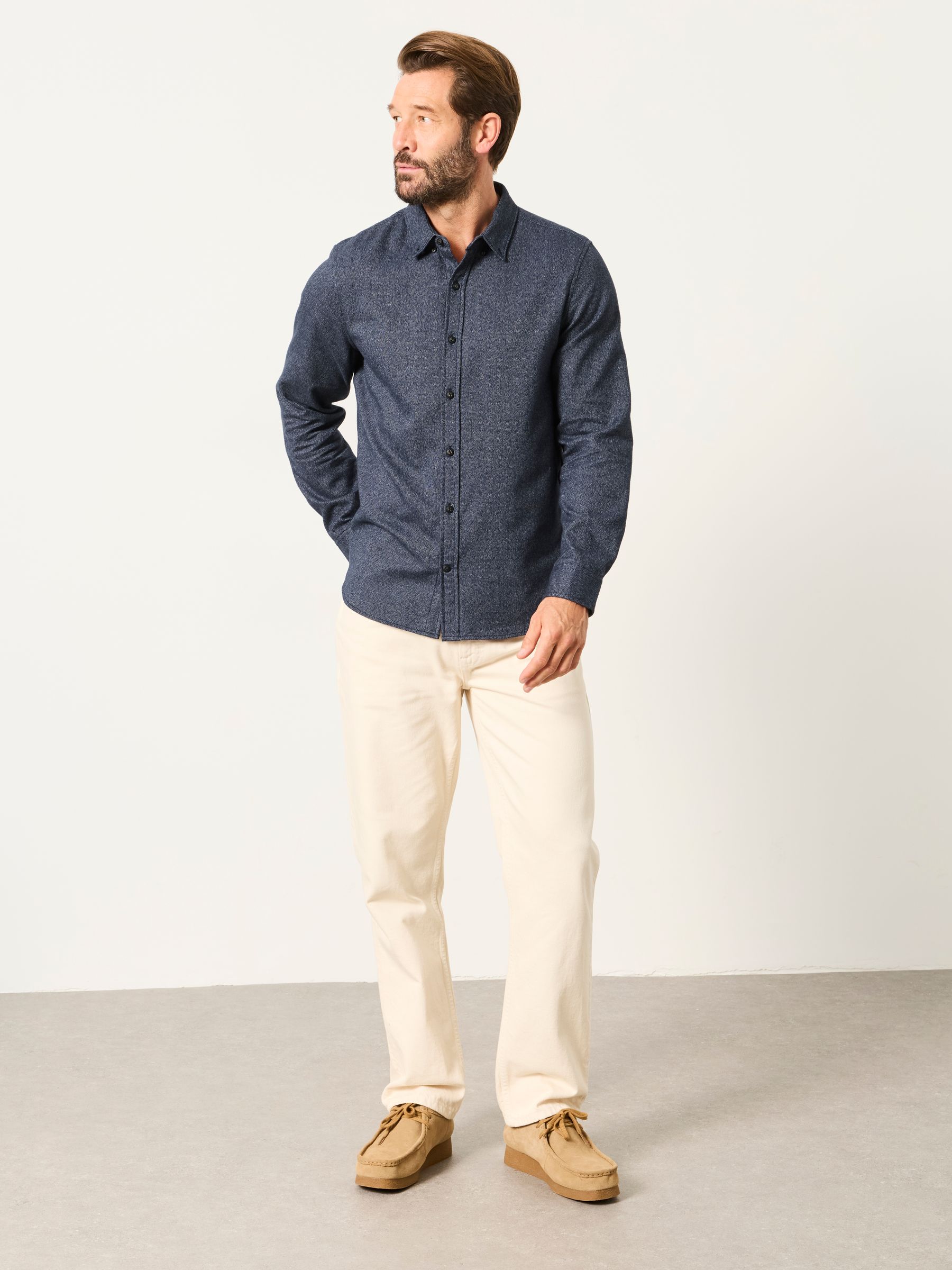 Tadwick Navy Long Sleeve Brushed Shirt - Image 4 of 6
