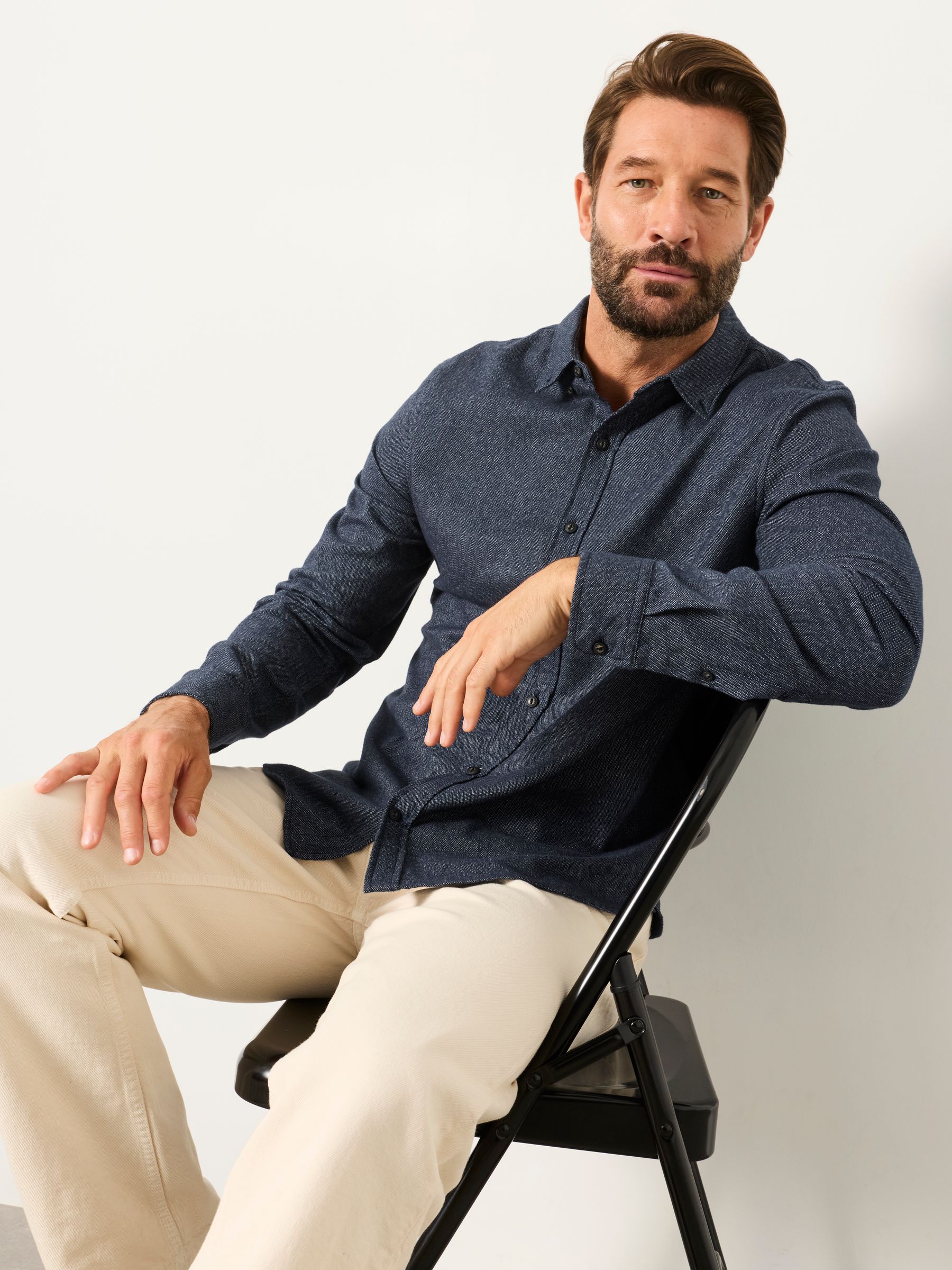 Tadwick Navy Long Sleeve Brushed Shirt - Image 5 of 6