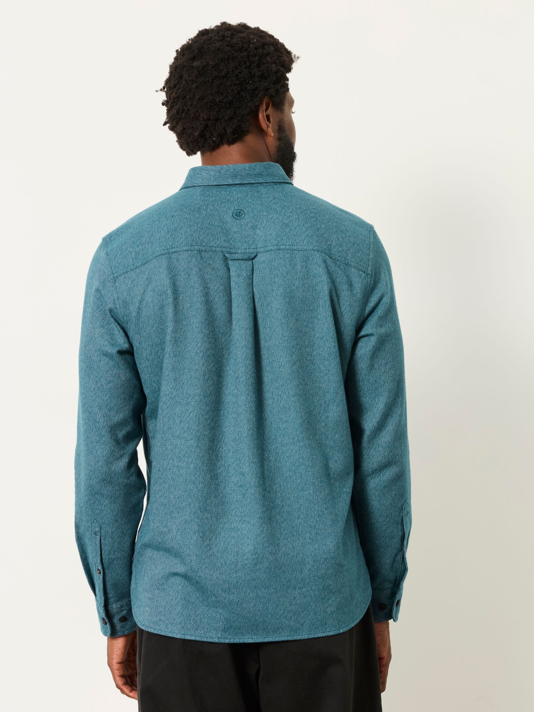 Tadwick Dark Teal Blue Long Sleeve Brushed Shirt - Image 2 of 8