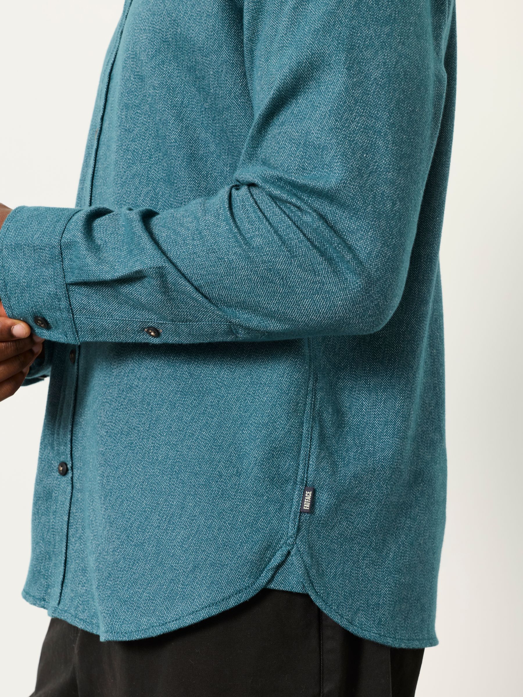 Tadwick Dark Teal Blue Long Sleeve Brushed Shirt - Image 5 of 8