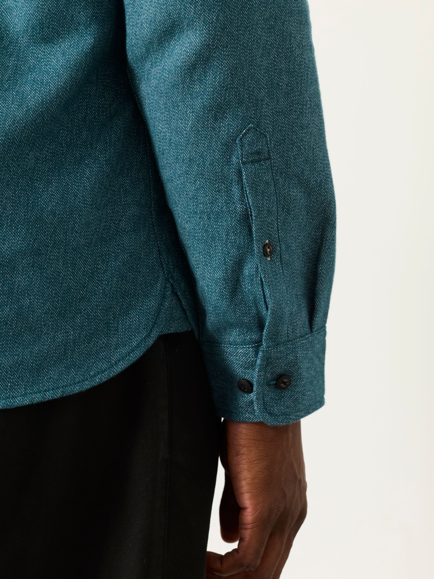 Tadwick Dark Teal Blue Long Sleeve Brushed Shirt - Image 6 of 8