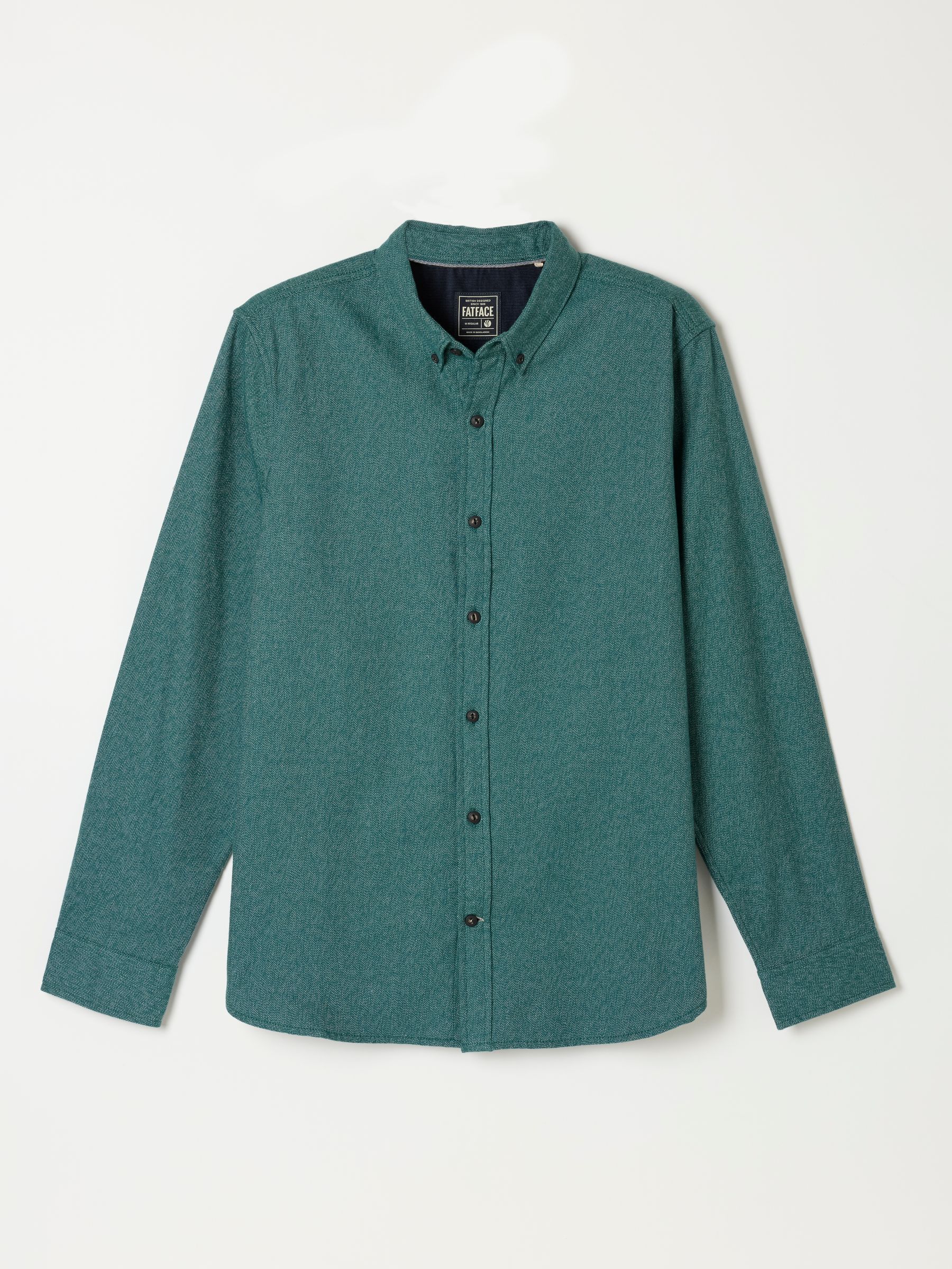 Tadwick Dark Teal Blue Long Sleeve Brushed Shirt - Image 8 of 8