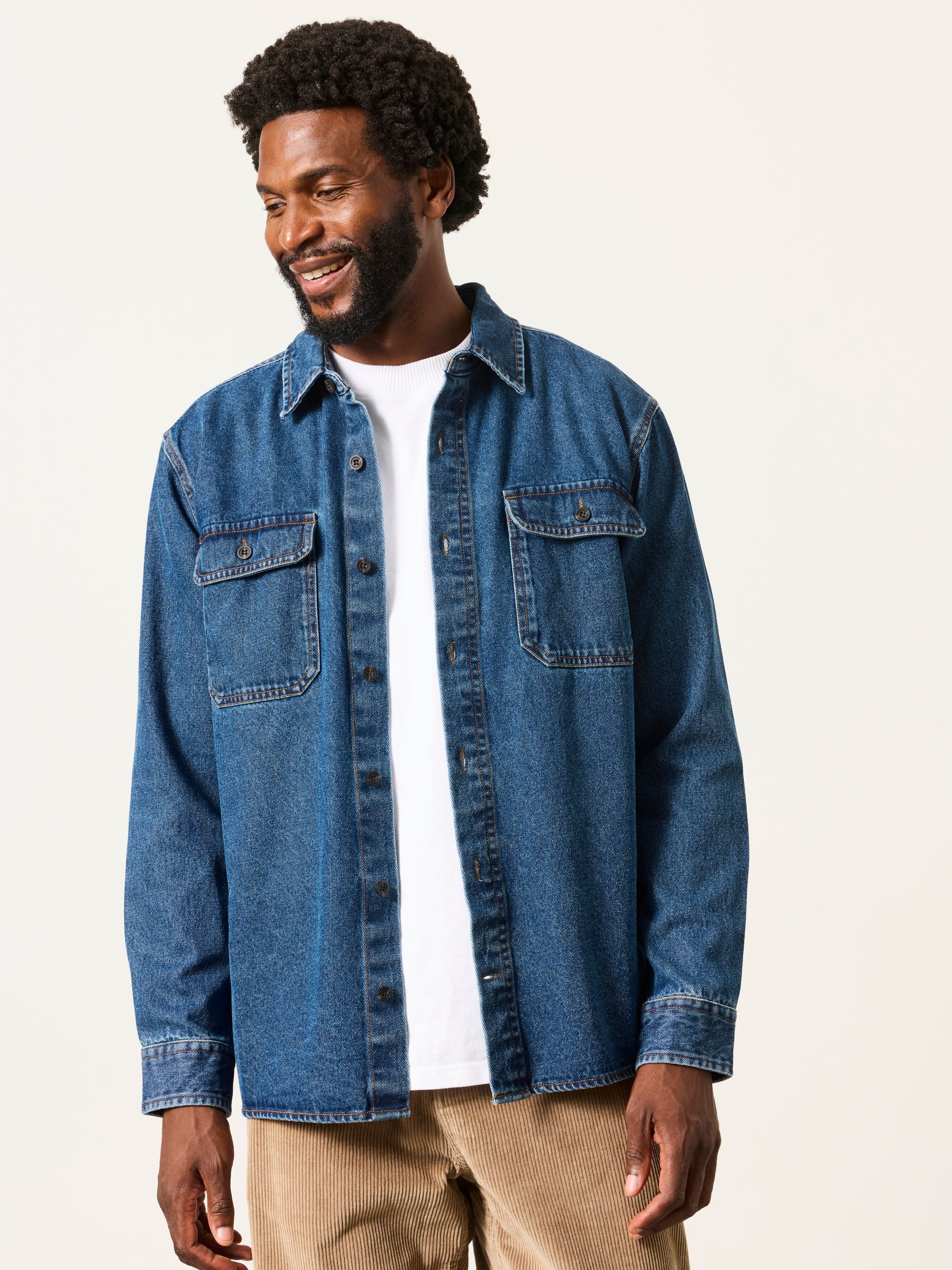Dark Blue Relaxed Fit Denim Shirt - Image 1 of 6