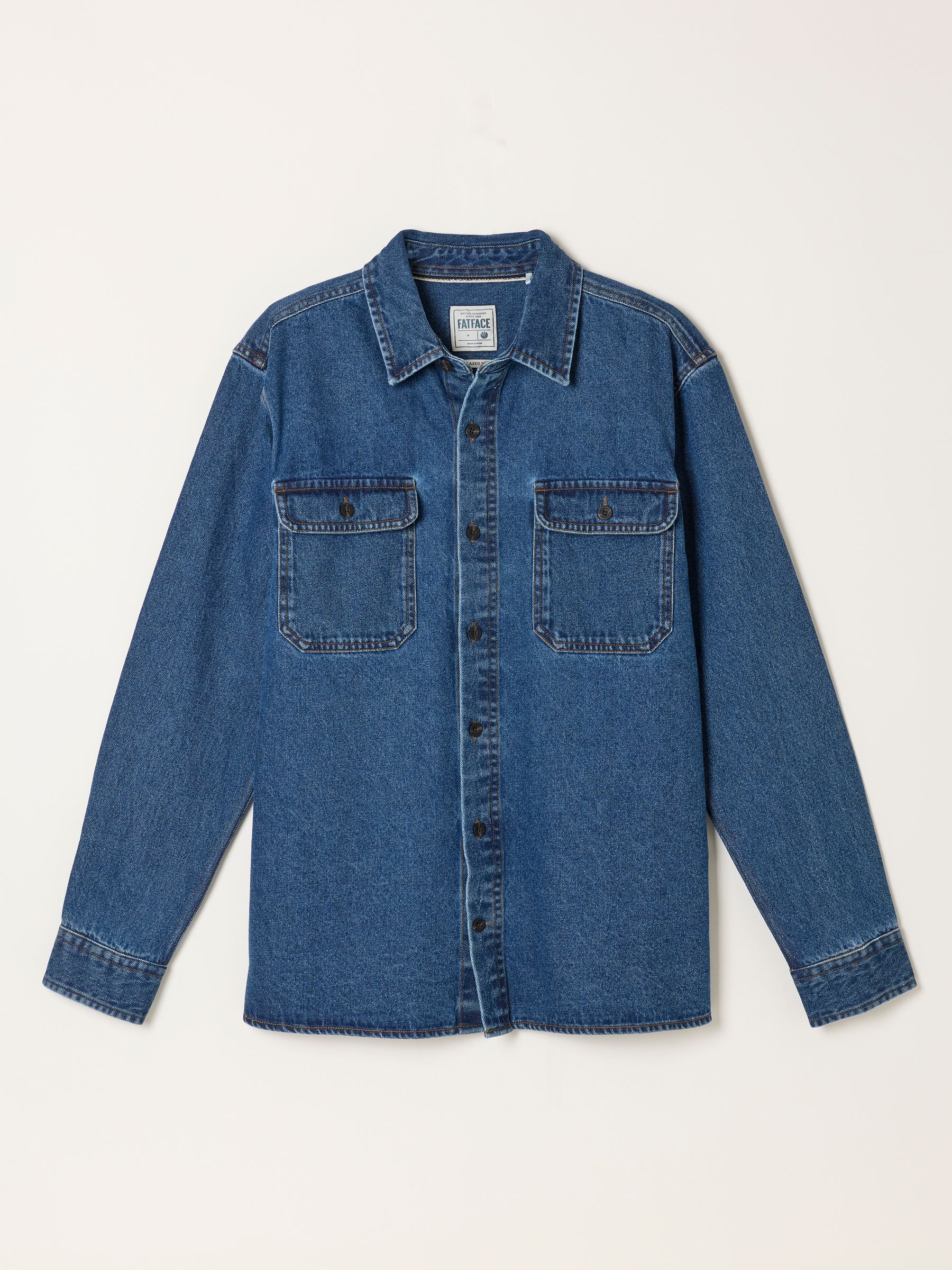 Dark Blue Relaxed Fit Denim Shirt - Image 6 of 6 Dark Blue Relaxed Fit Denim Shirt - Image 6 of 6