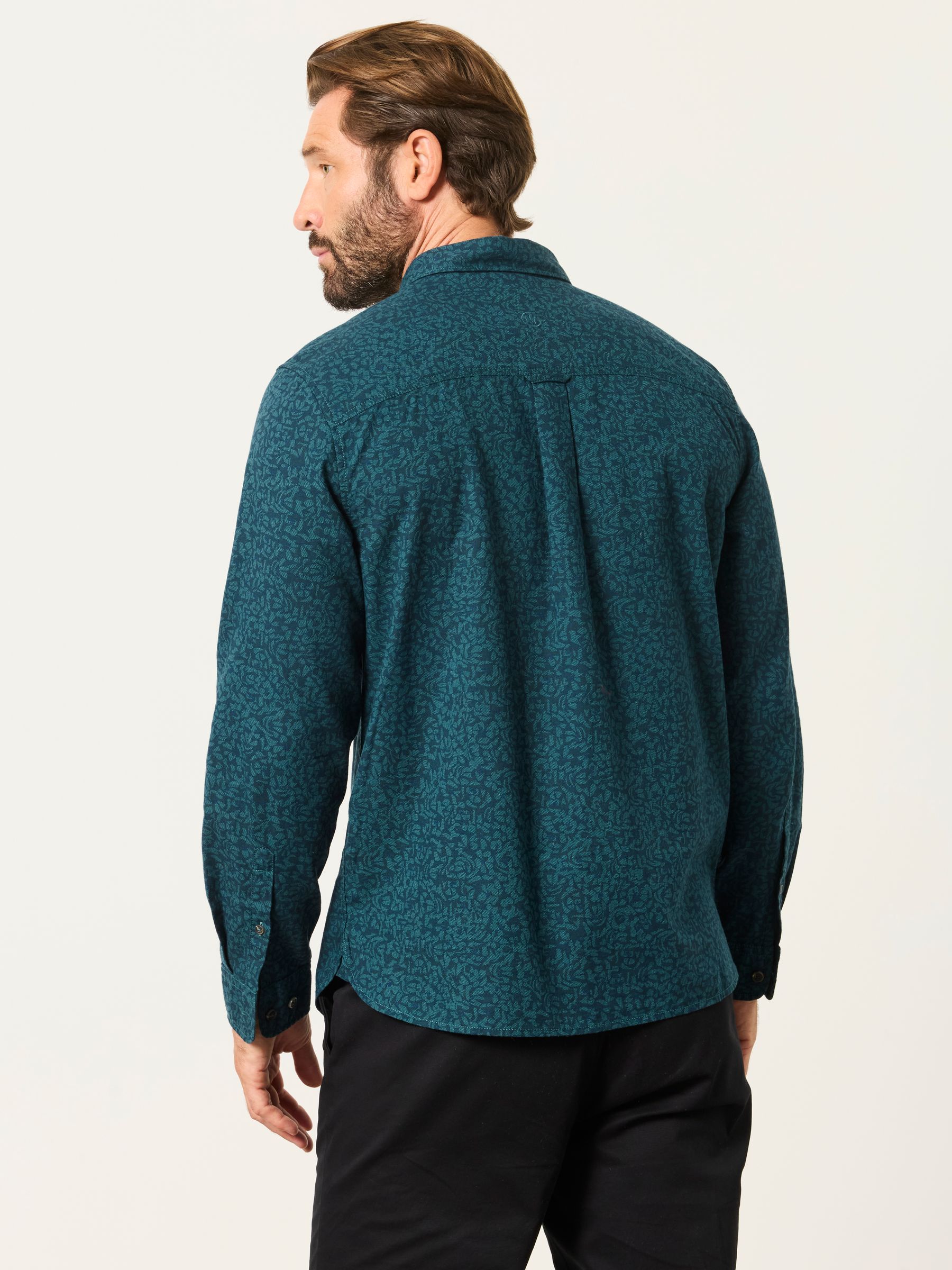Teal Blue Long Sleeve Floral Print Shirt - Image 2 of 6