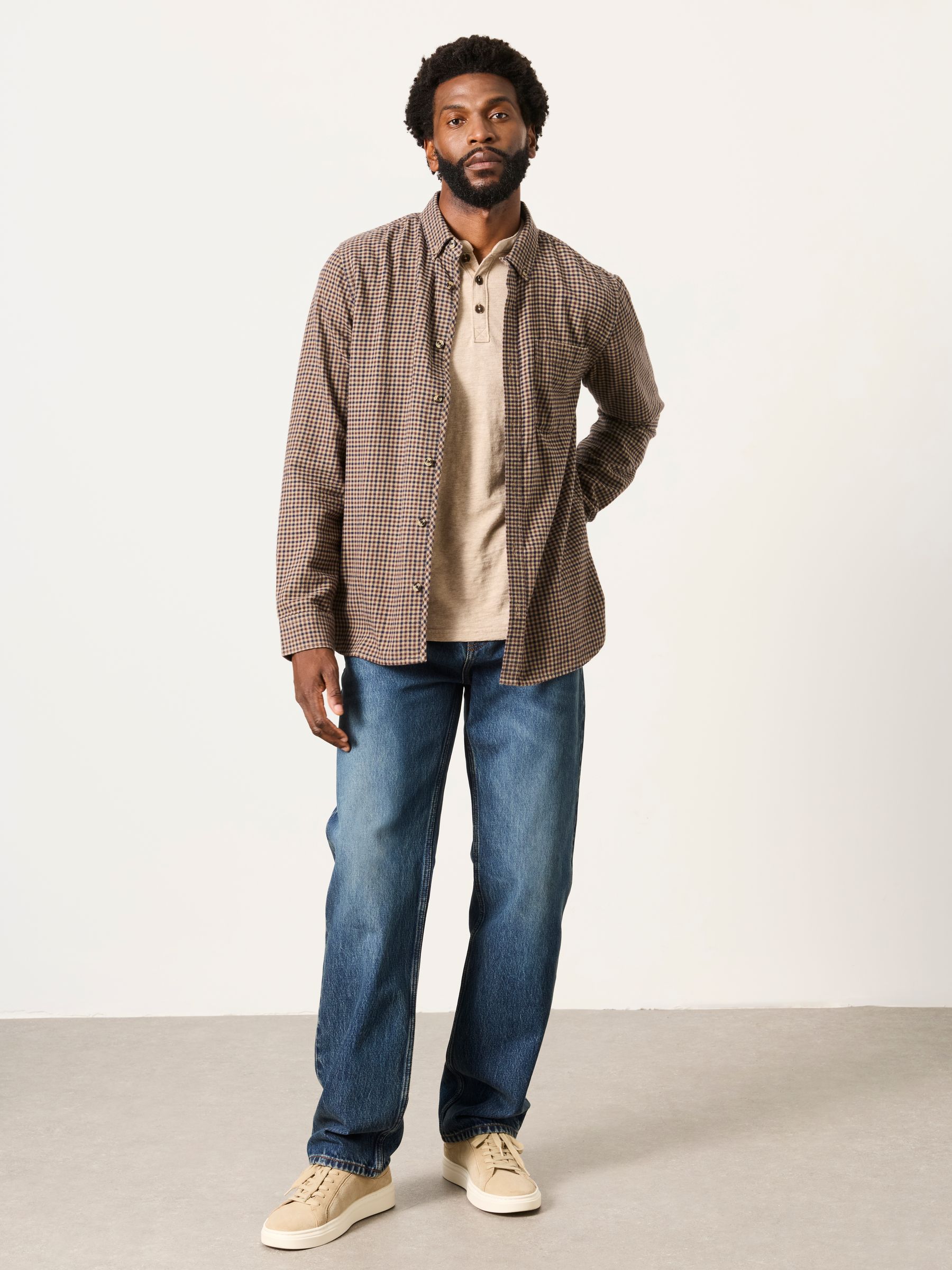 Trawden Brown Long Sleeve Gingham Shirt - Image 3 of 5