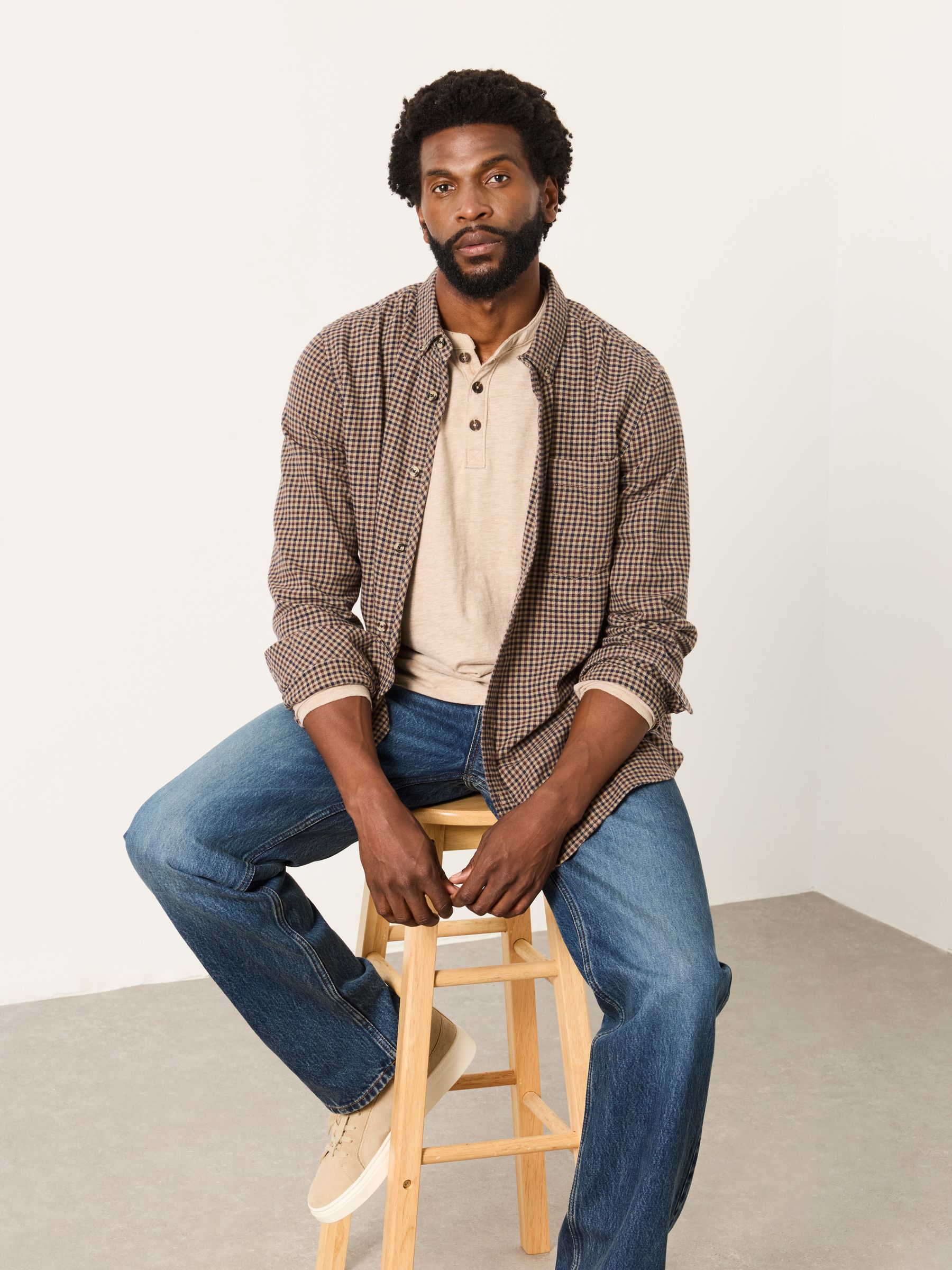 Trawden Brown Long Sleeve Gingham Shirt - Image 4 of 5