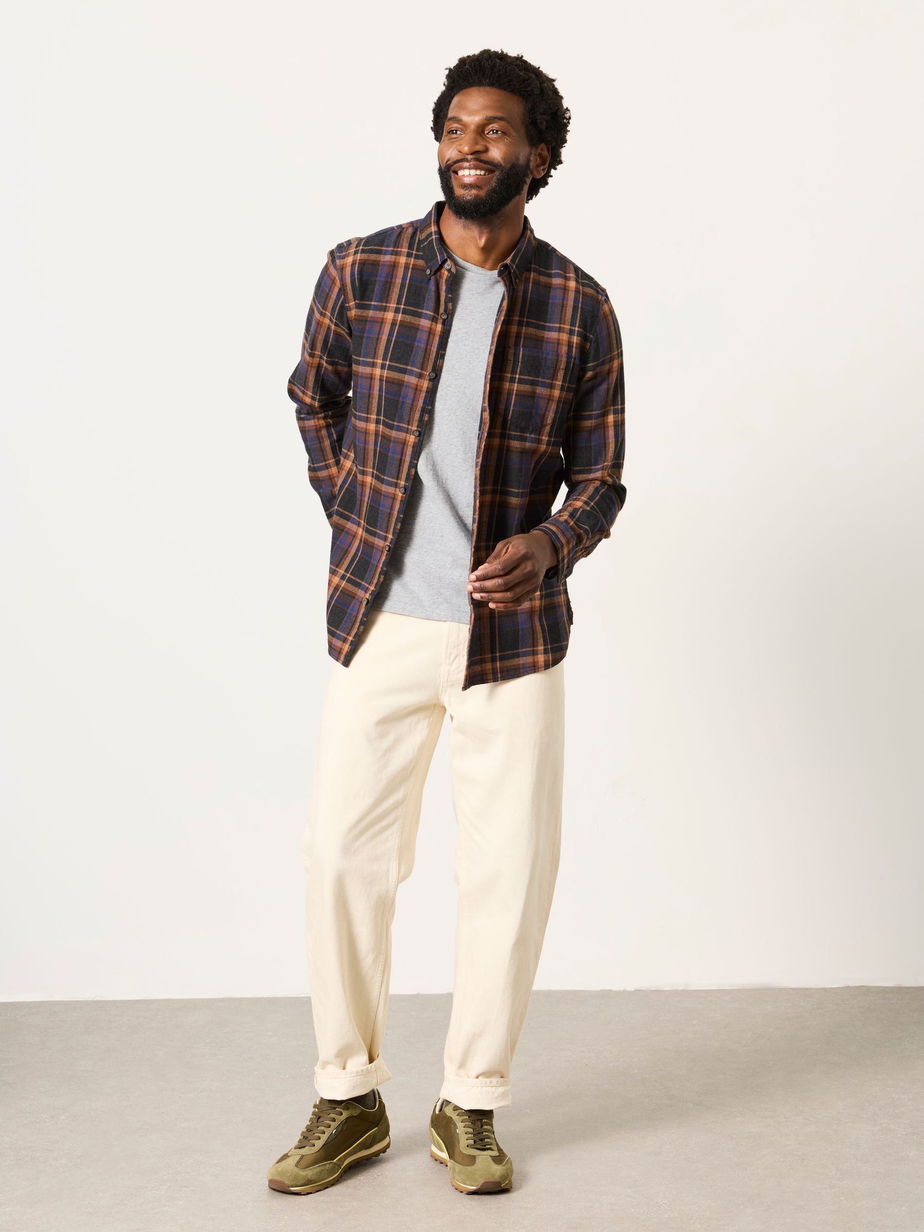 Selson Dark Brown Long Sleeve Check Shirt - Image 1 of 6 Selson Dark Brown Long Sleeve Check Shirt - Image 1 of 6