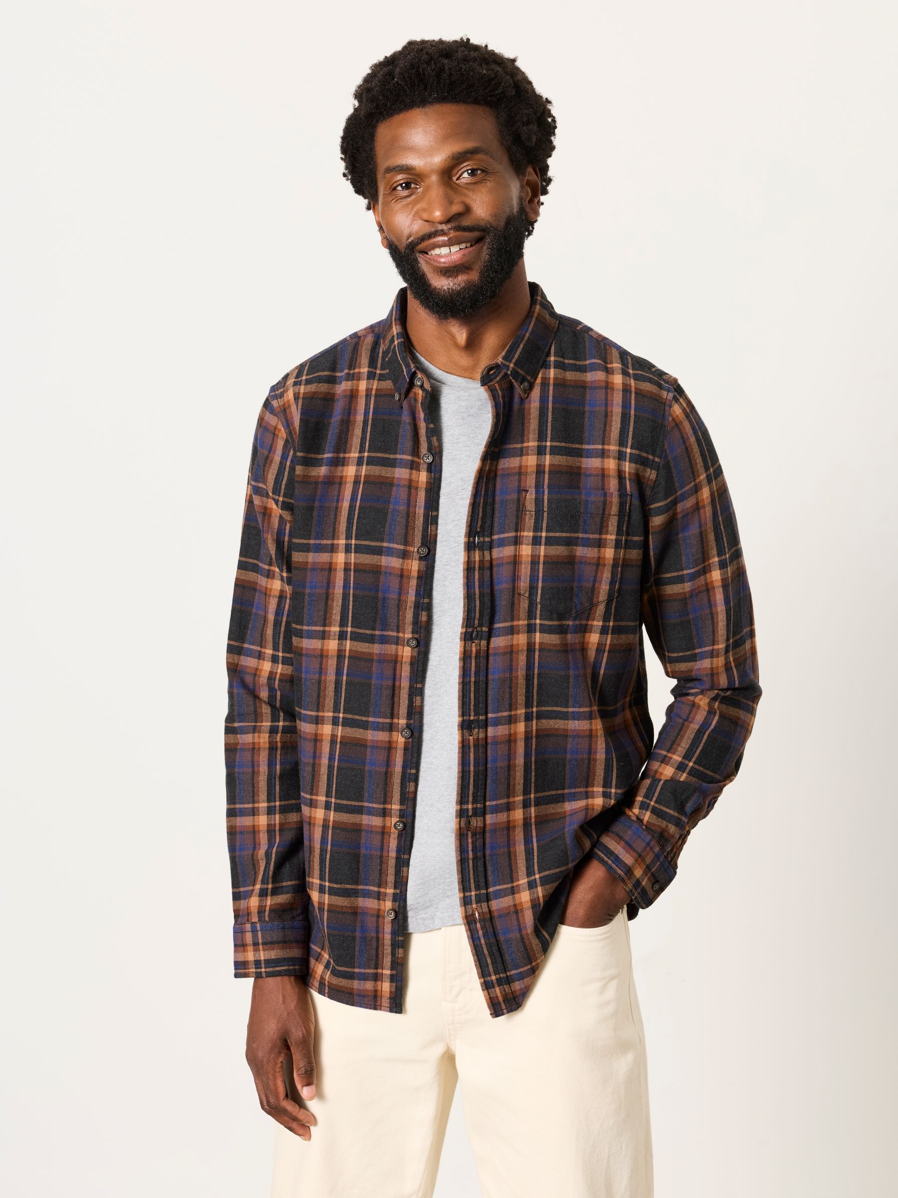 Selson Dark Brown Long Sleeve Check Shirt - Image 3 of 6