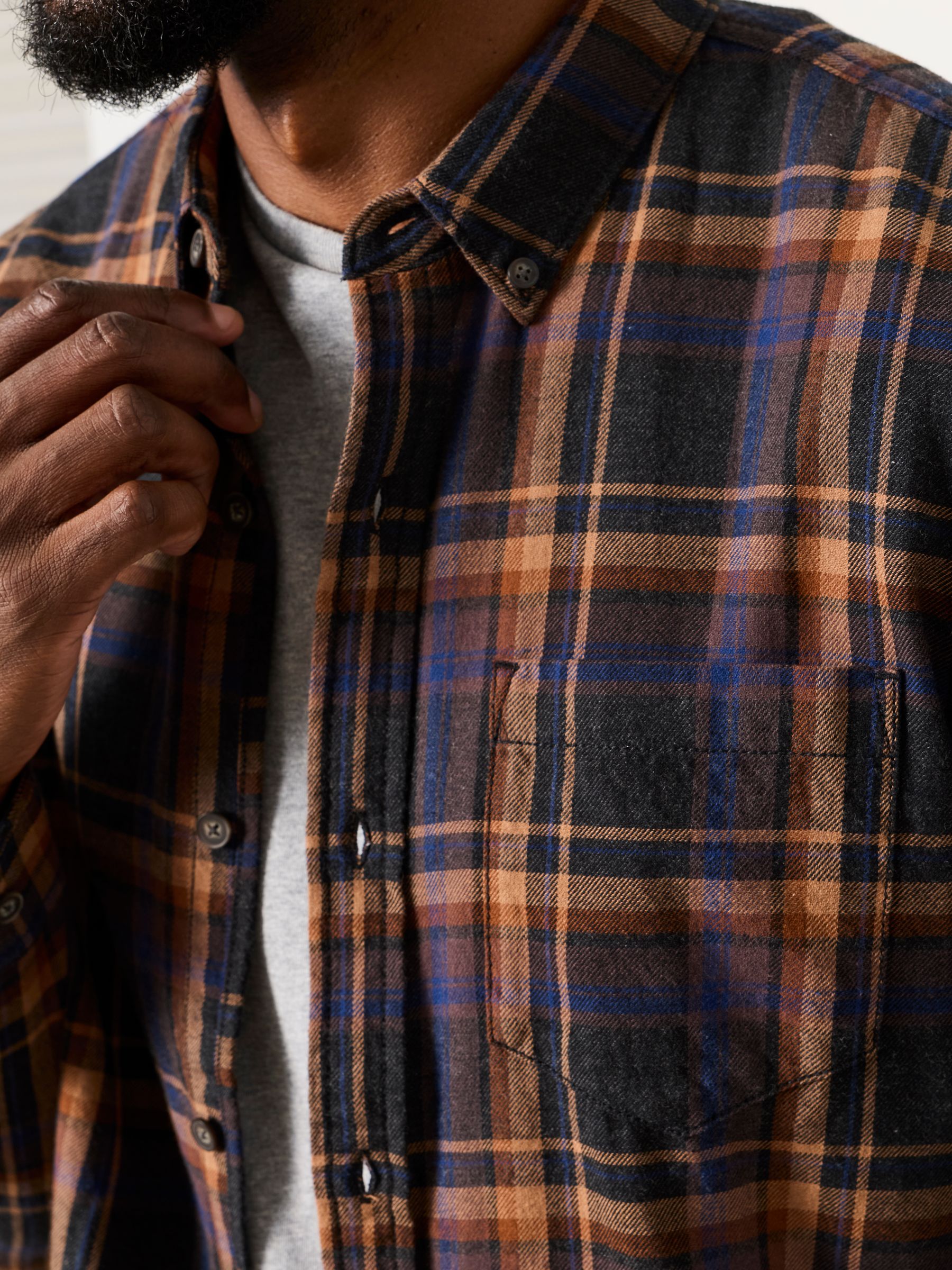 Selson Dark Brown Long Sleeve Check Shirt - Image 4 of 6