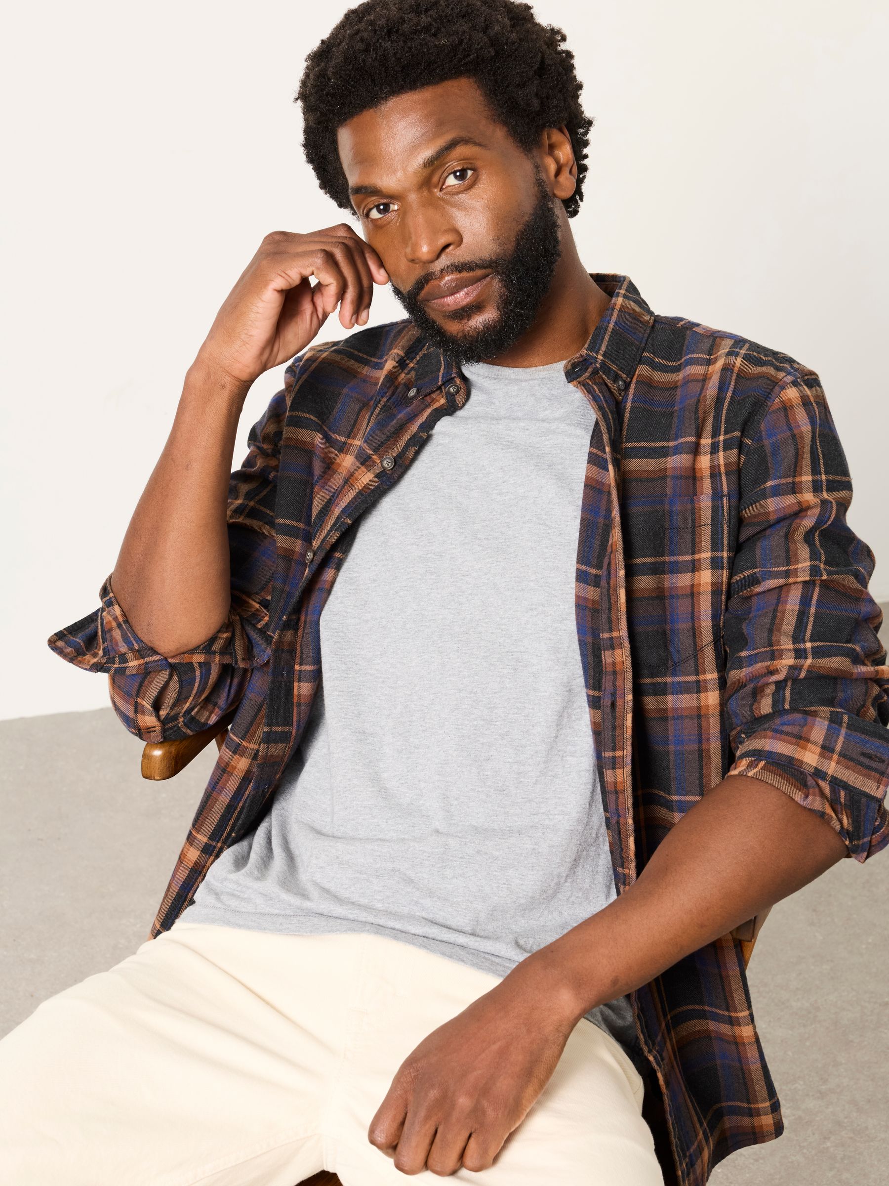 Selson Dark Brown Long Sleeve Check Shirt - Image 5 of 6