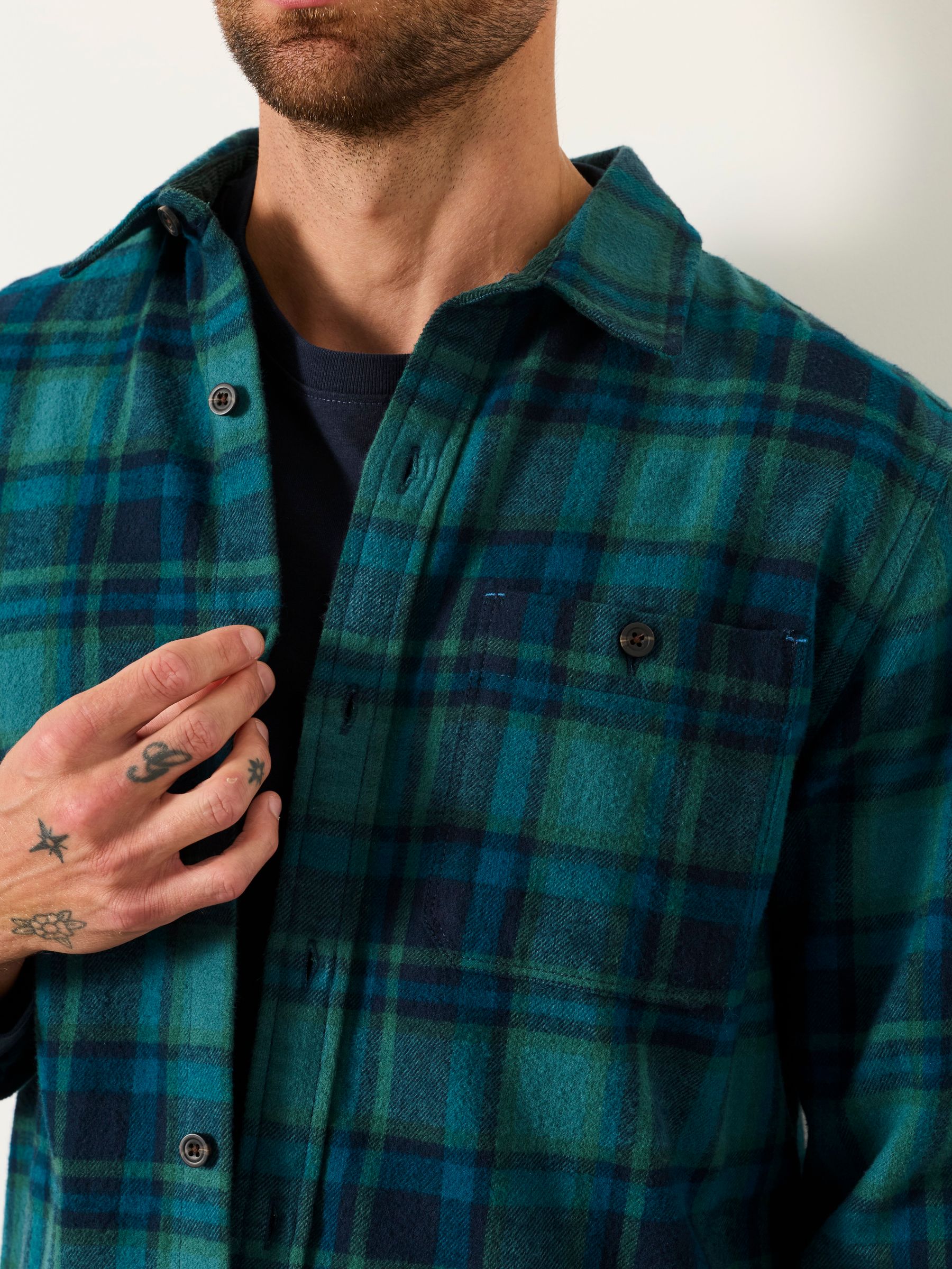 Hagley Teal Blue Long Sleeve Check Shirt - Image 3 of 6