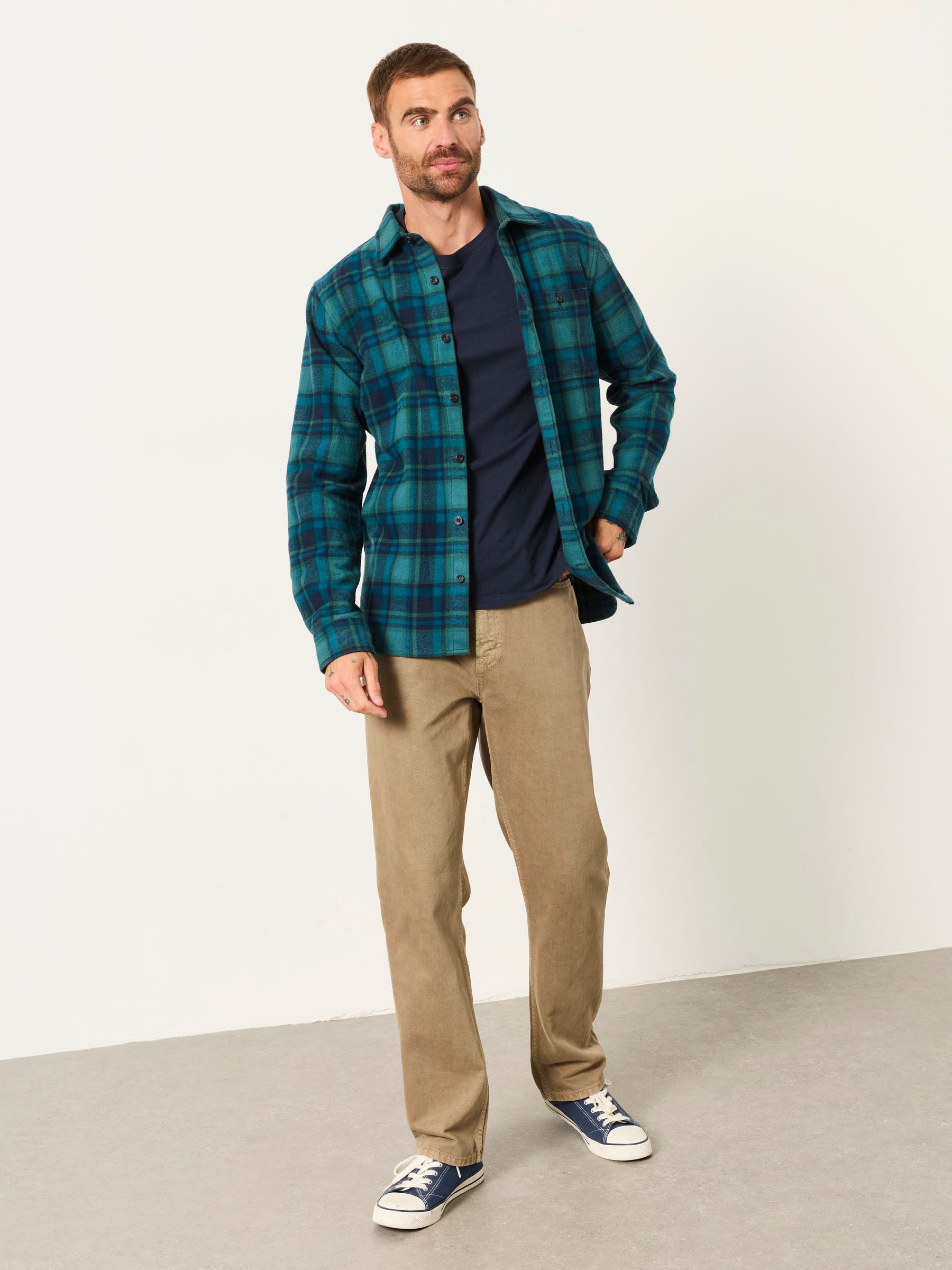 Hagley Teal Blue Long Sleeve Check Shirt - Image 4 of 6