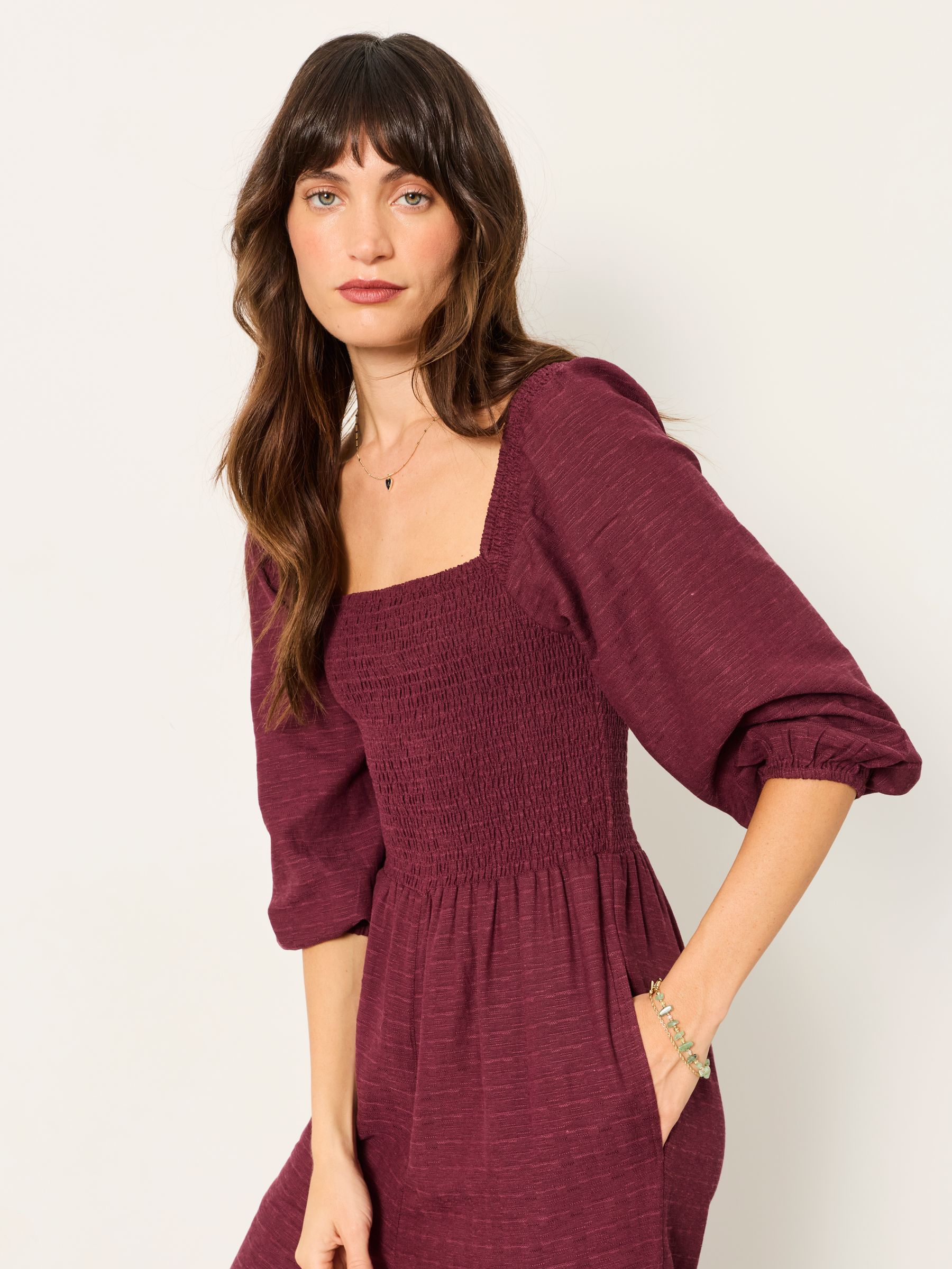 Adele Plum Purple Petite Embroidered Jumpsuit - Image 4 of 6