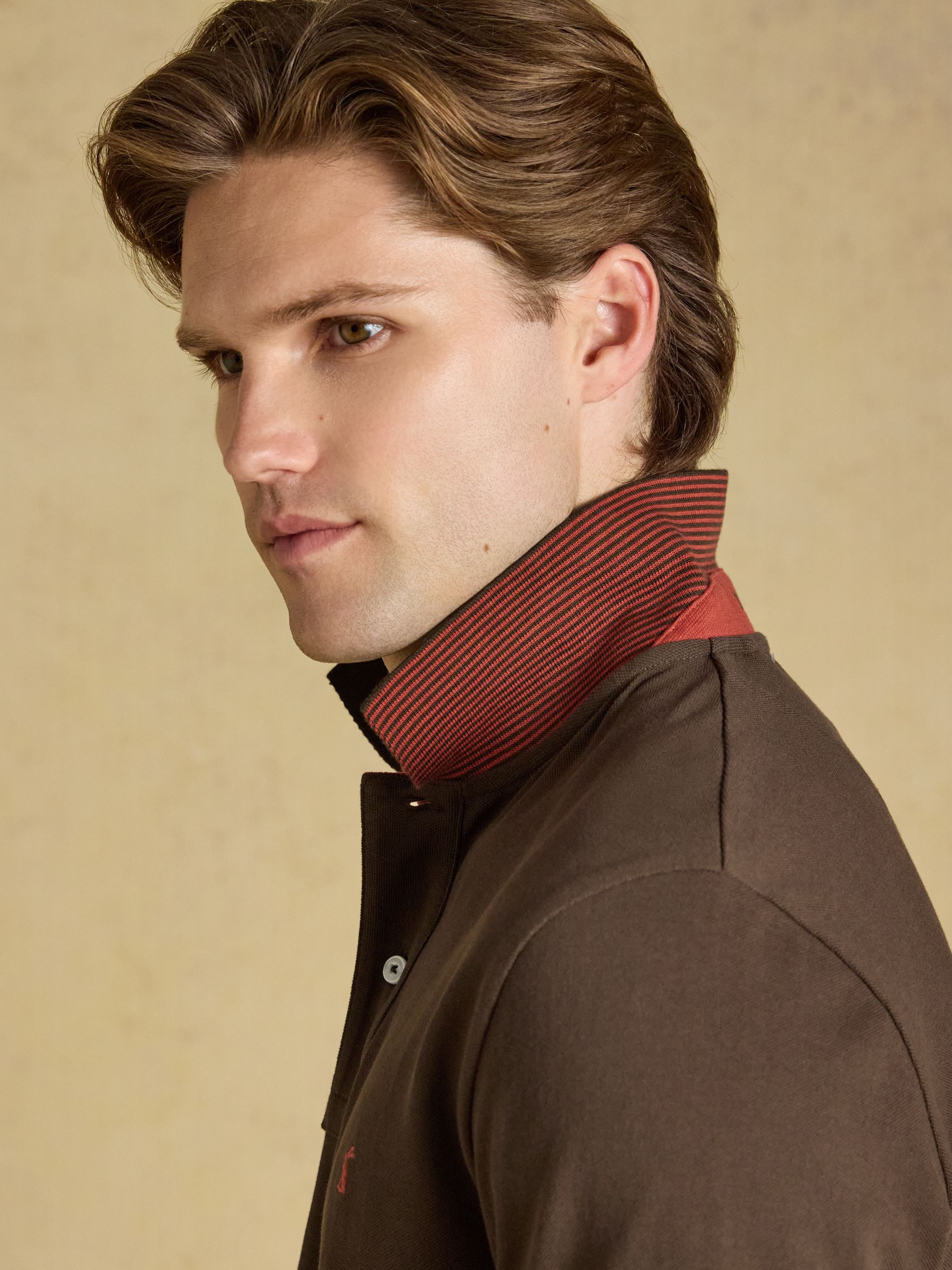 Woody Chocolate Brown Cotton Pique Polo Shirt - Image 6 of 9