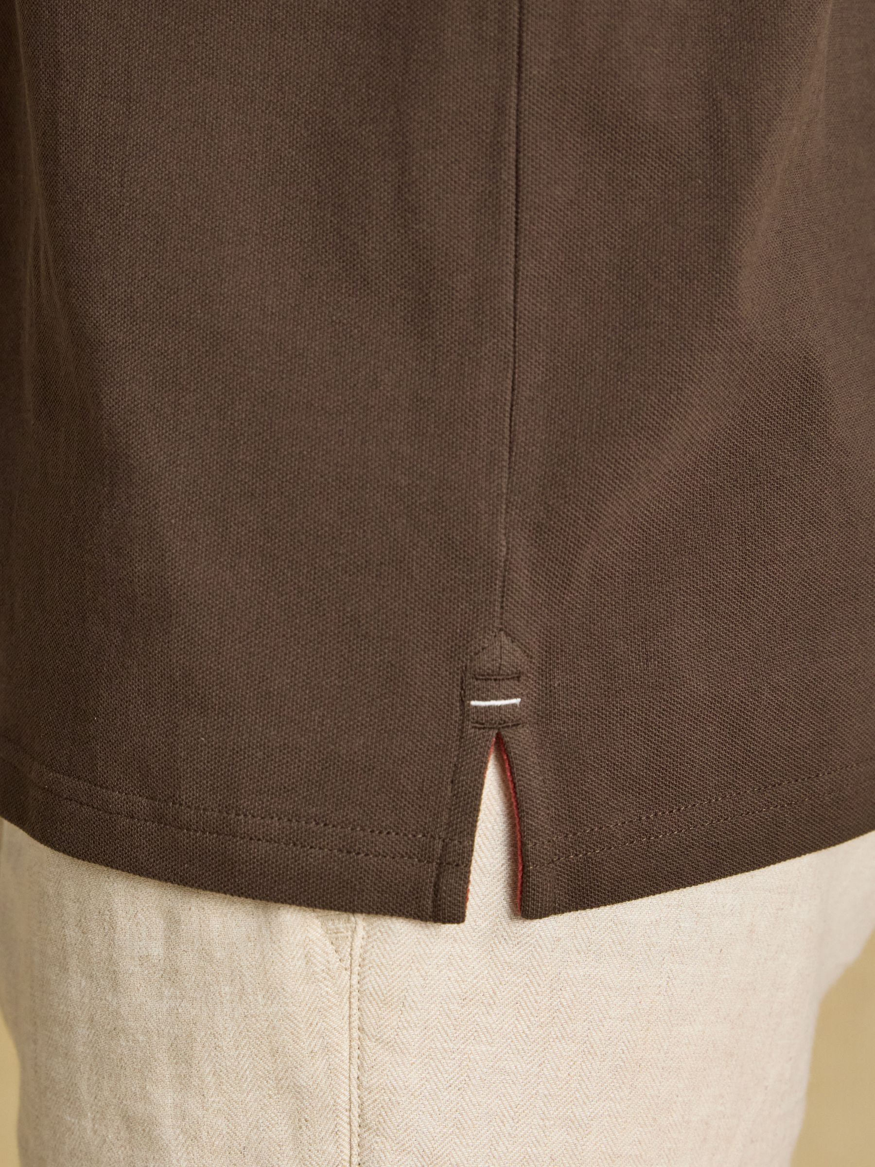 Woody Chocolate Brown Cotton Pique Polo Shirt - Image 8 of 9