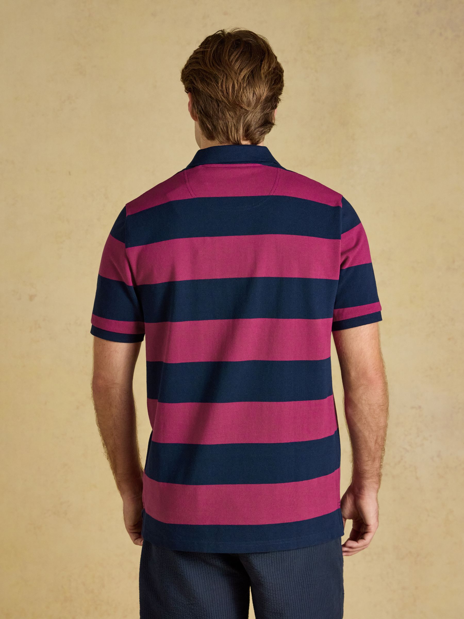 Woody Pink & Navy Striped Cotton Pique Polo Shirt - Image 2 of 8